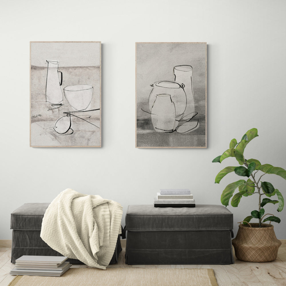 wall-art-print-canvas-poster-framed-Lunch And Tea, Set Of 2 , By Dan Hobday-by-Dan Hobday-Gioia Wall Art