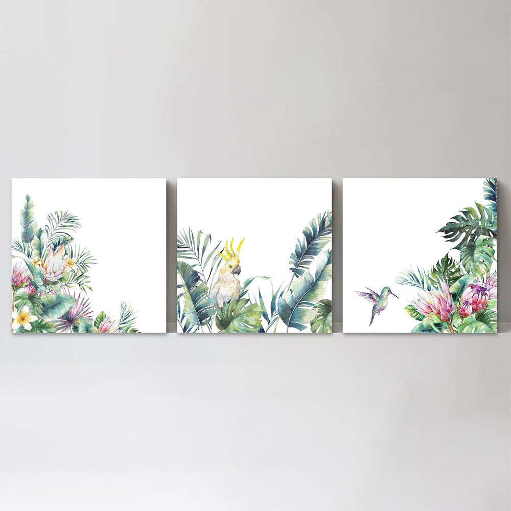 wall-art-print-canvas-poster-framed-Lush Forest Birds, Set Of 3-by-Gioia Wall Art-Gioia Wall Art