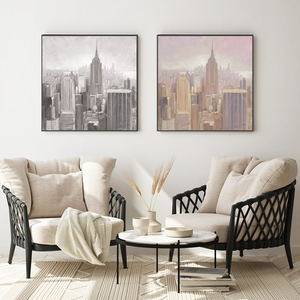 wall-art-print-canvas-poster-framed-Manhattan in the Mist, Set of 2-by-Julia Purinton-Gioia Wall Art