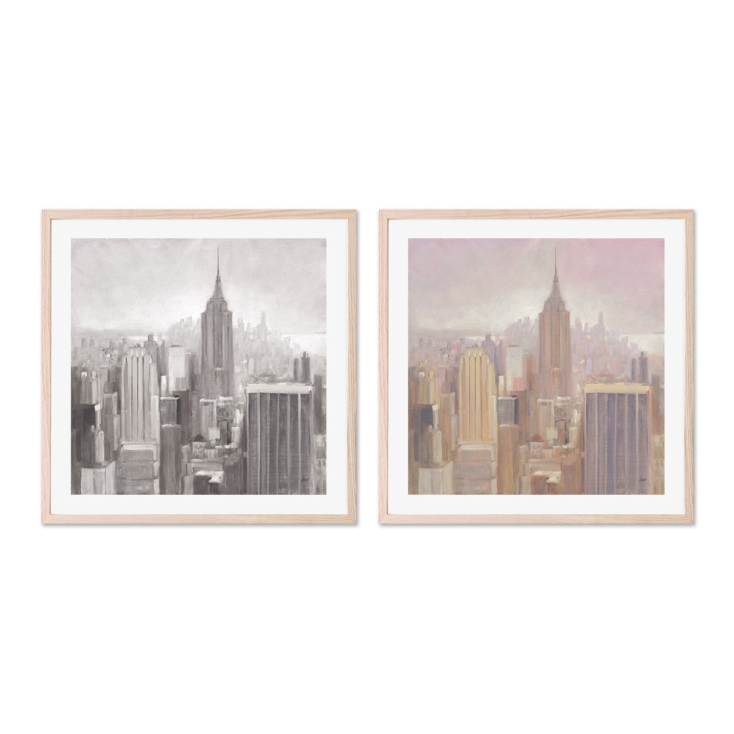 wall-art-print-canvas-poster-framed-Manhattan in the Mist, Set of 2-by-Julia Purinton-Gioia Wall Art