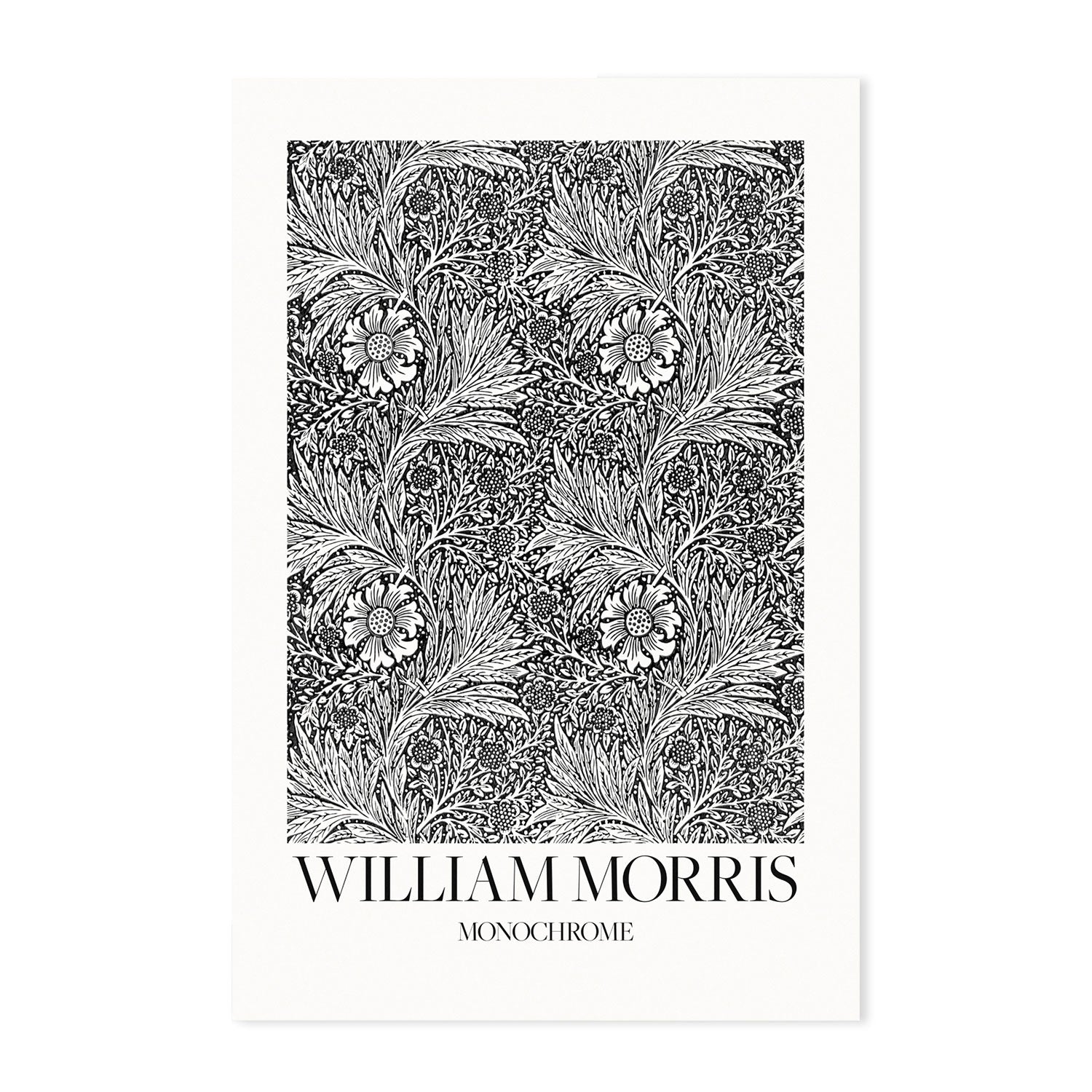 wall-art-print-canvas-poster-framed-Marigold Monochrome , By William Morris-GIOIA-WALL-ART