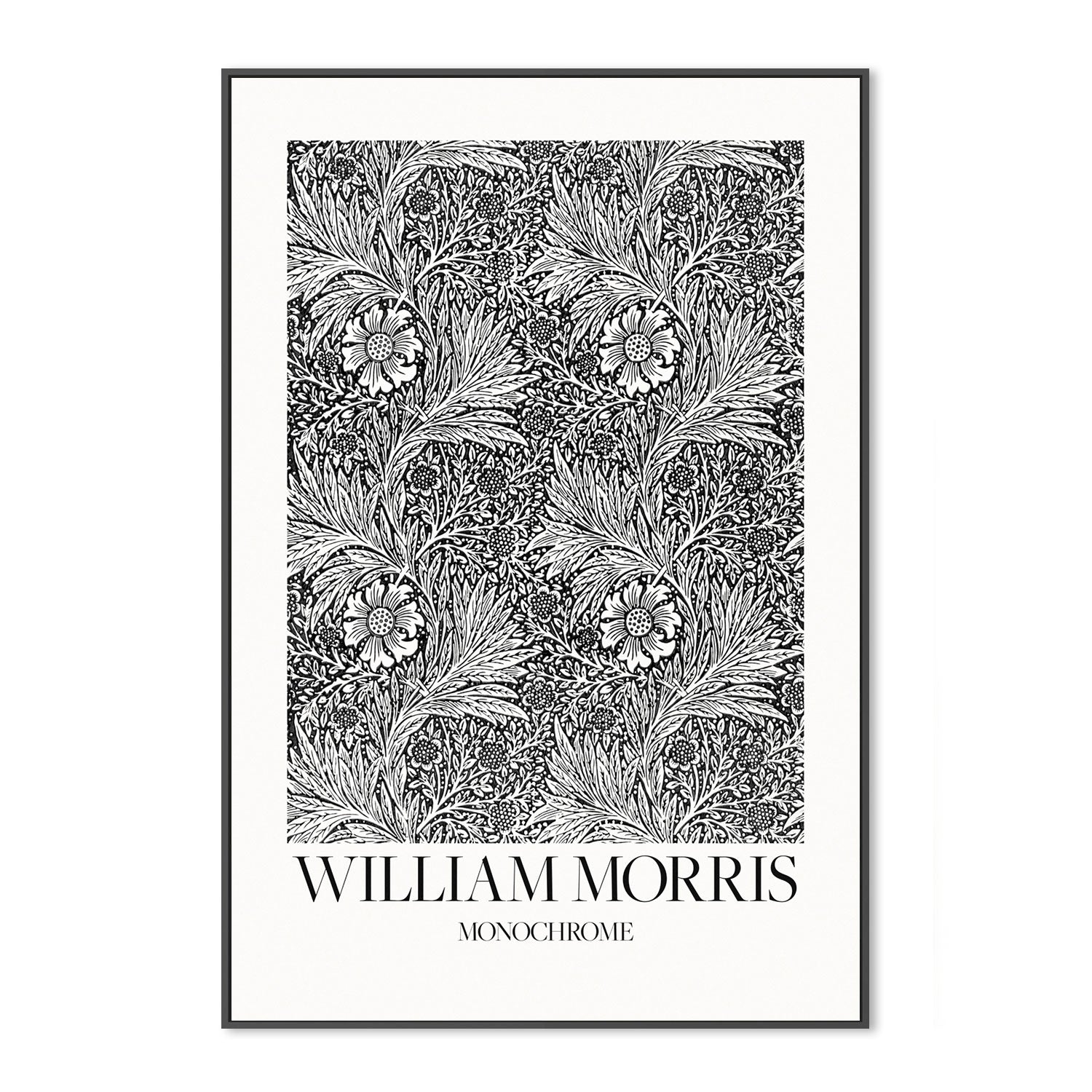 wall-art-print-canvas-poster-framed-Marigold Monochrome , By William Morris-GIOIA-WALL-ART