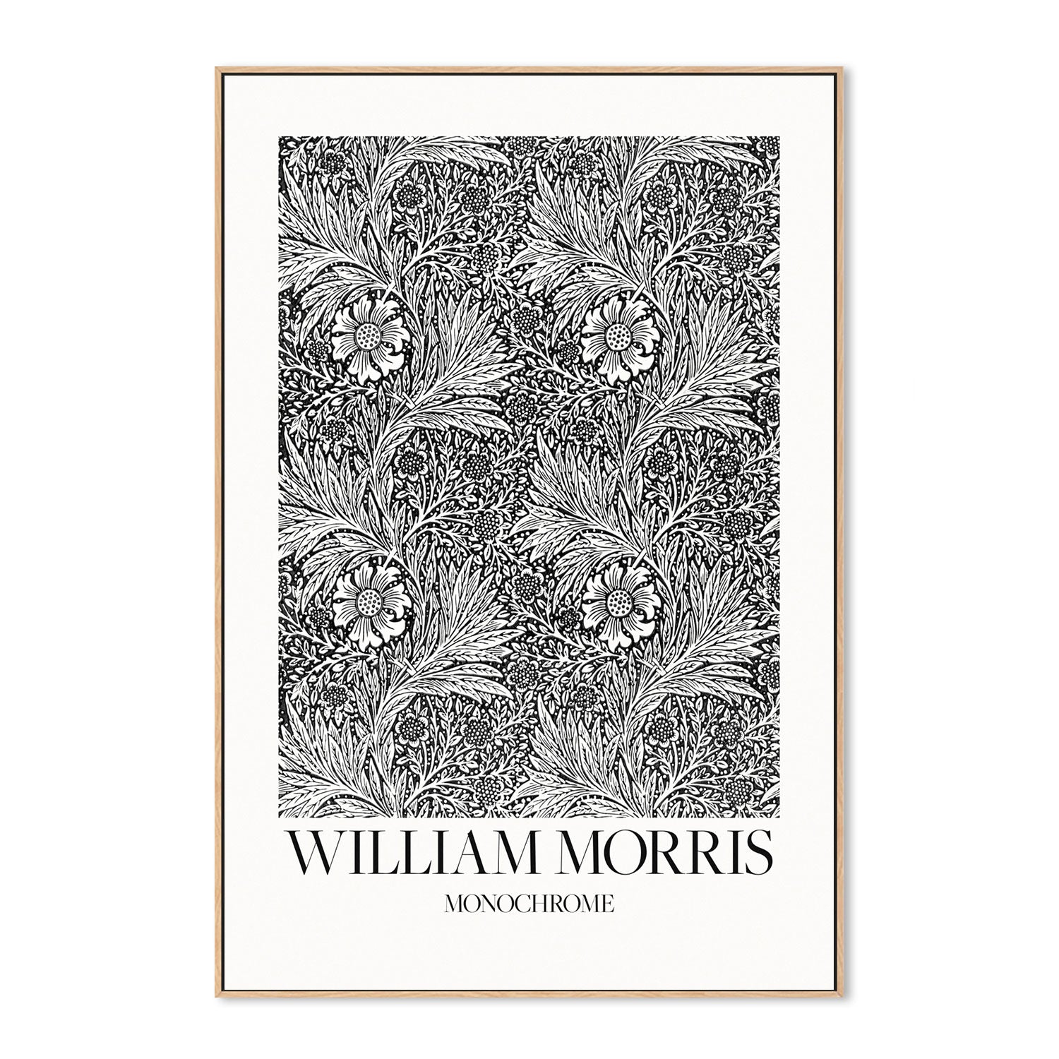 wall-art-print-canvas-poster-framed-Marigold Monochrome , By William Morris-GIOIA-WALL-ART