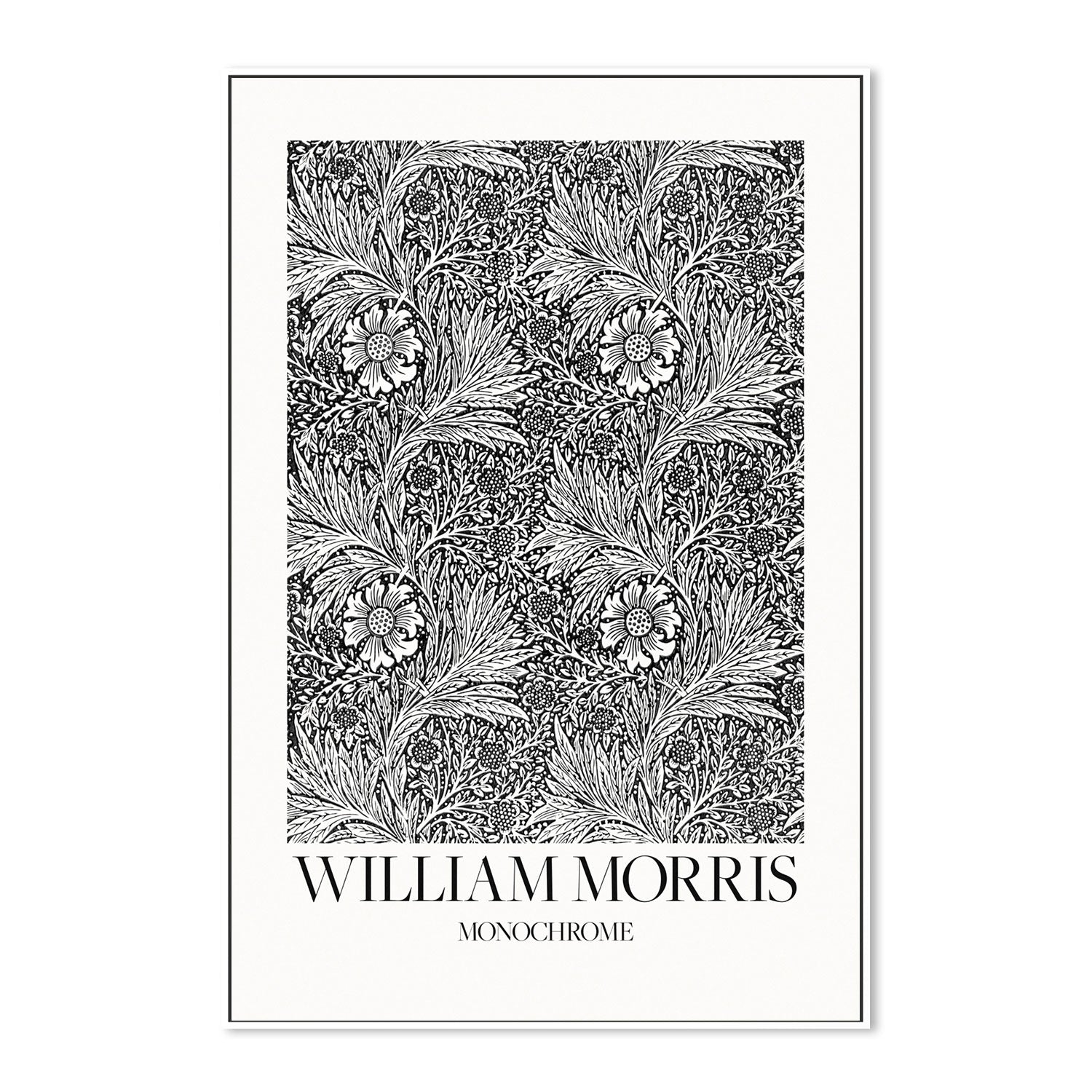 wall-art-print-canvas-poster-framed-Marigold Monochrome , By William Morris-GIOIA-WALL-ART