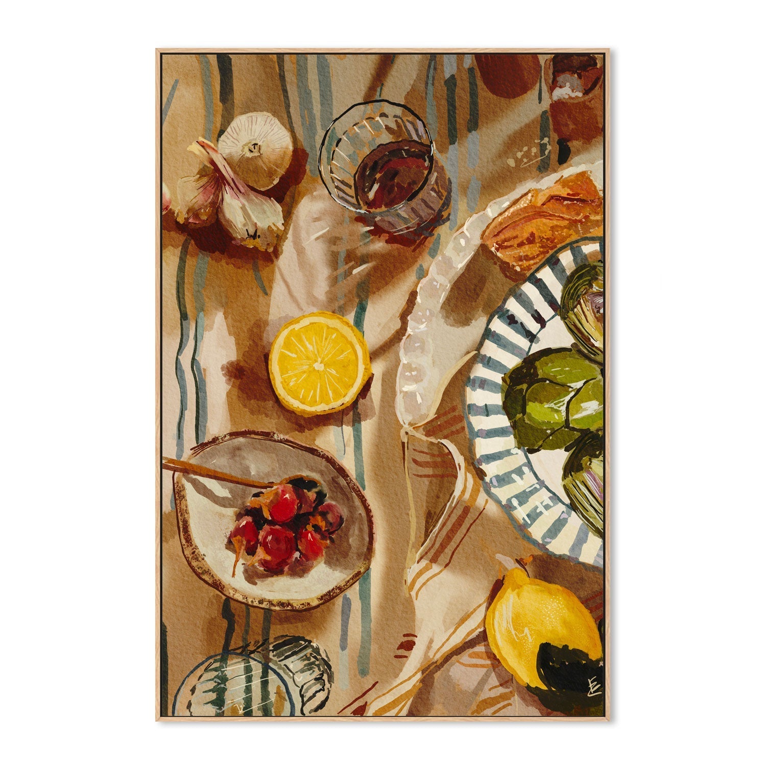 wall-art-print-canvas-poster-framed-Mediterranean Lunch , By Ekaterina Zagorska-4