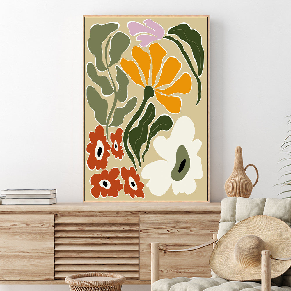 wall-art-print-canvas-poster-framed-Mid Century Bloomscape , By Miho Art Studio-2