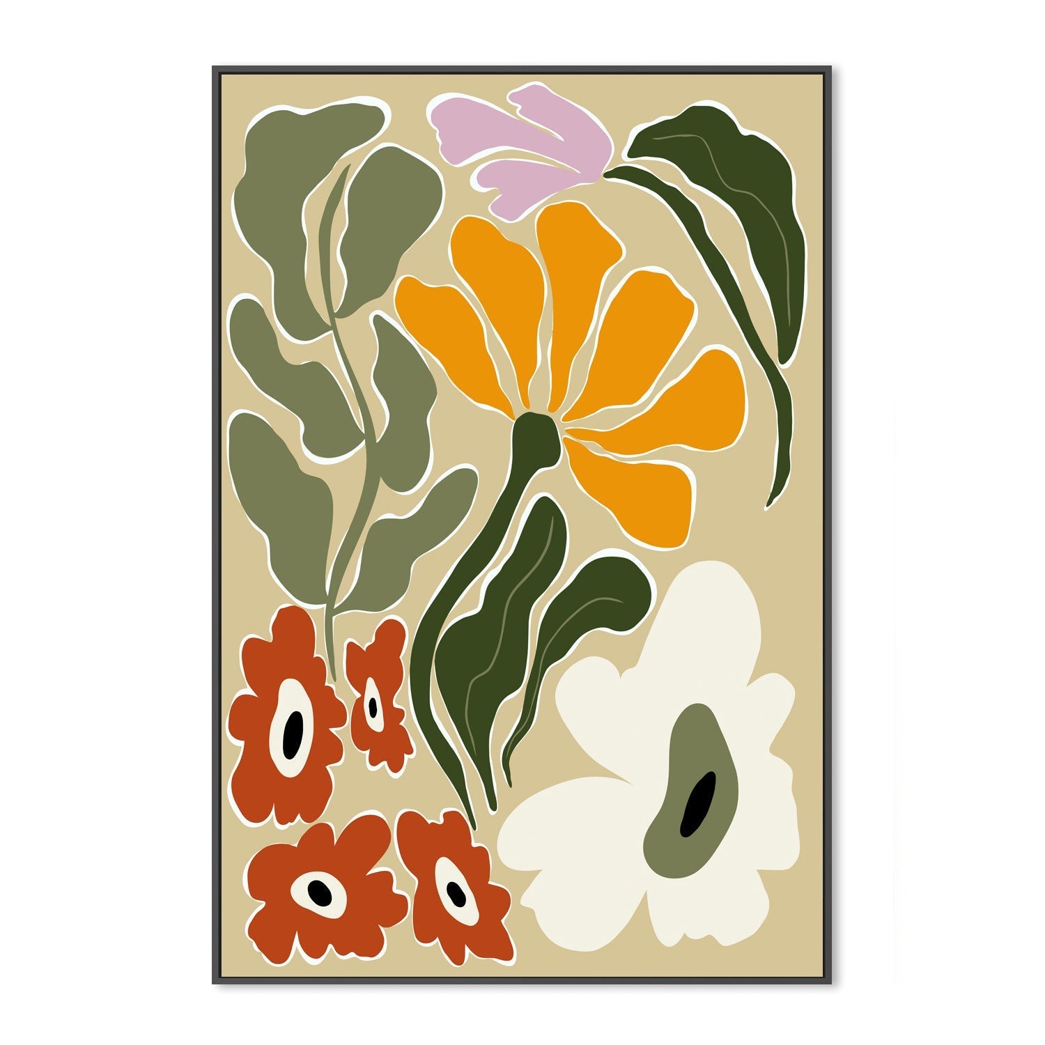 wall-art-print-canvas-poster-framed-Mid Century Bloomscape , By Miho Art Studio-3