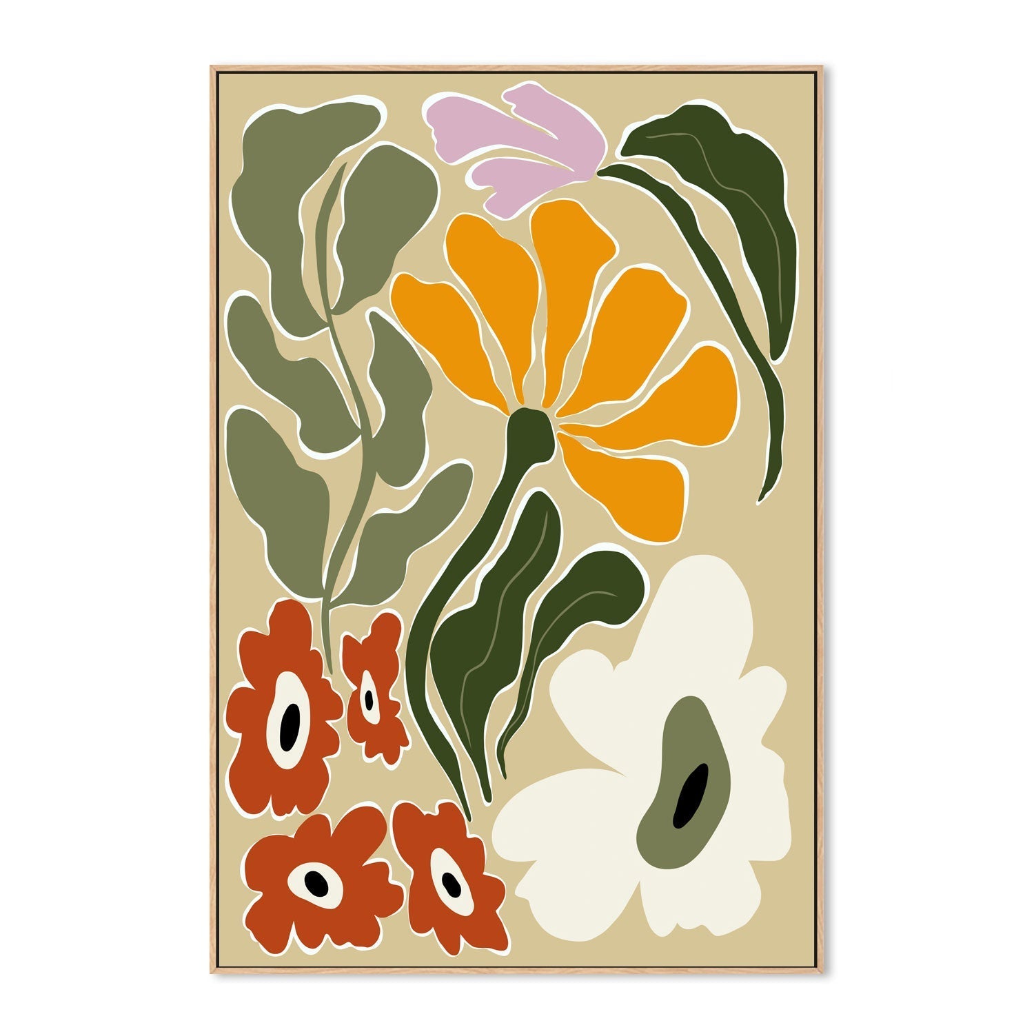 wall-art-print-canvas-poster-framed-Mid Century Bloomscape , By Miho Art Studio-4