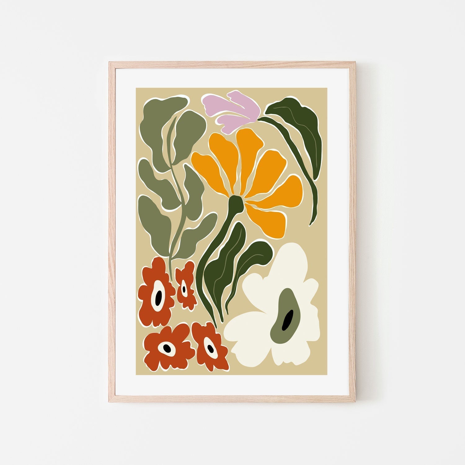 wall-art-print-canvas-poster-framed-Mid Century Bloomscape , By Miho Art Studio-6