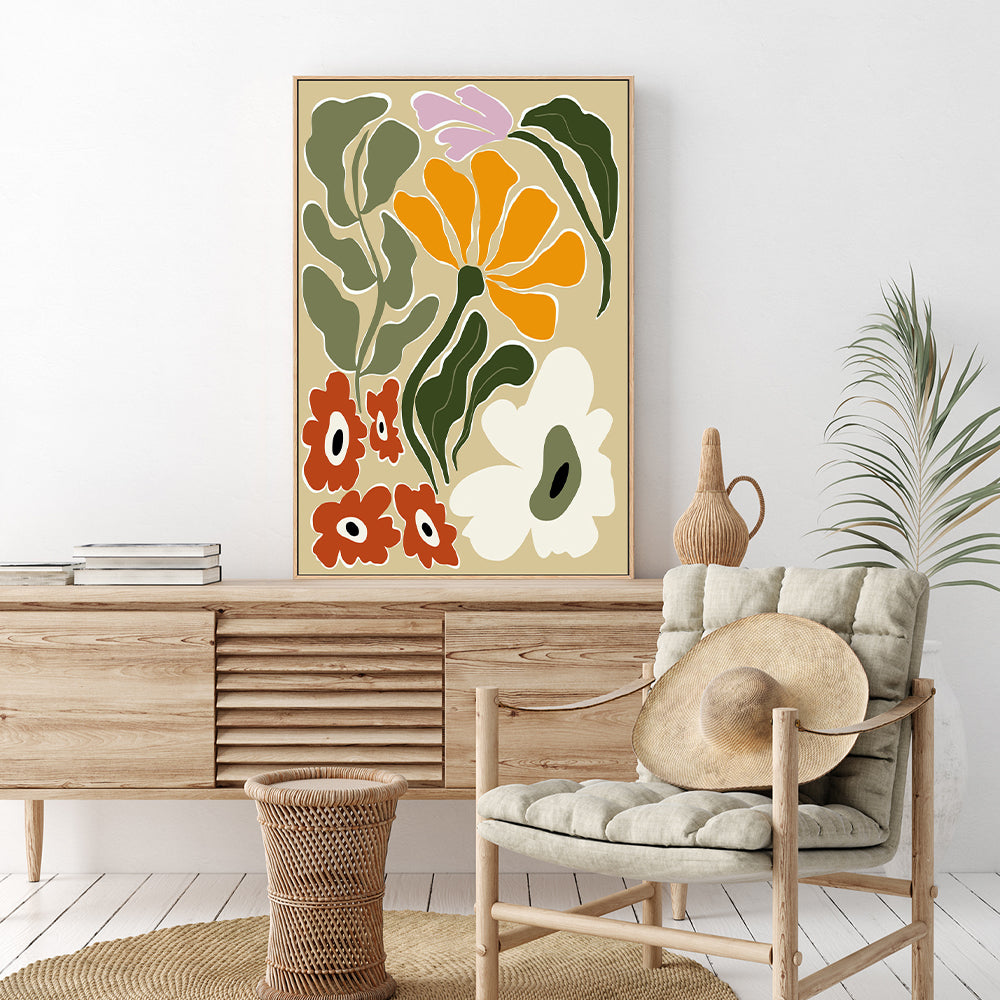 wall-art-print-canvas-poster-framed-Mid Century Bloomscape , By Miho Art Studio-7