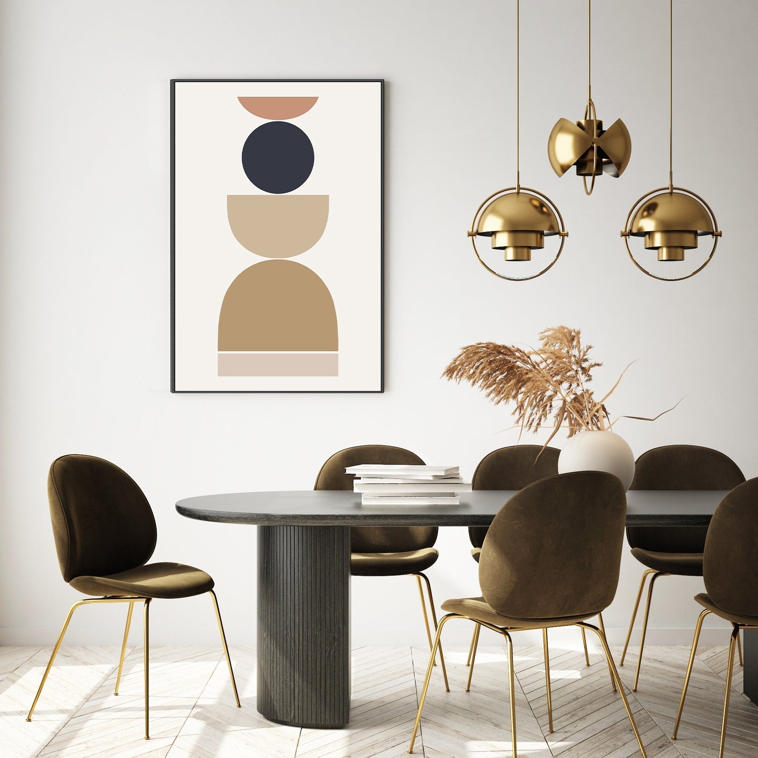 wall-art-print-canvas-poster-framed-Mid-Century Circles, Style A-GIOIA-WALL-ART