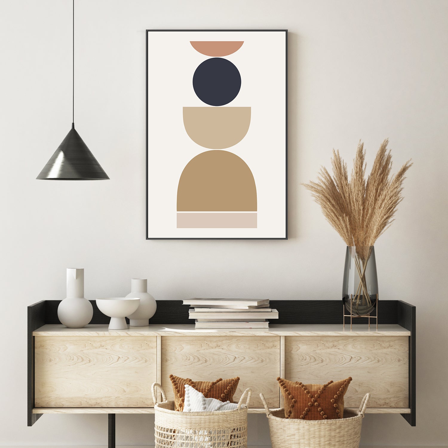 wall-art-print-canvas-poster-framed-Mid-Century Circles, Style A-GIOIA-WALL-ART