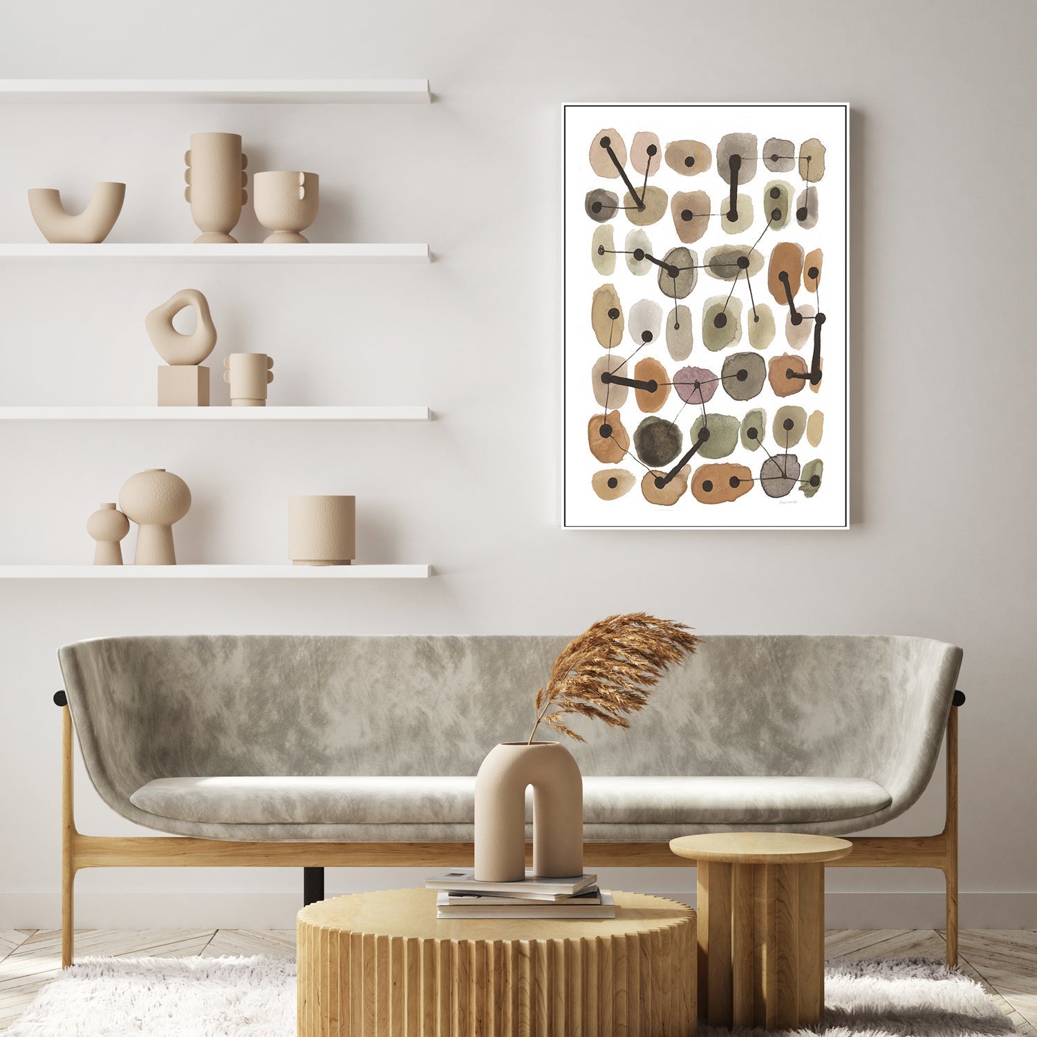 wall-art-print-canvas-poster-framed-Mid Century, Warm Neutral-GIOIA-WALL-ART