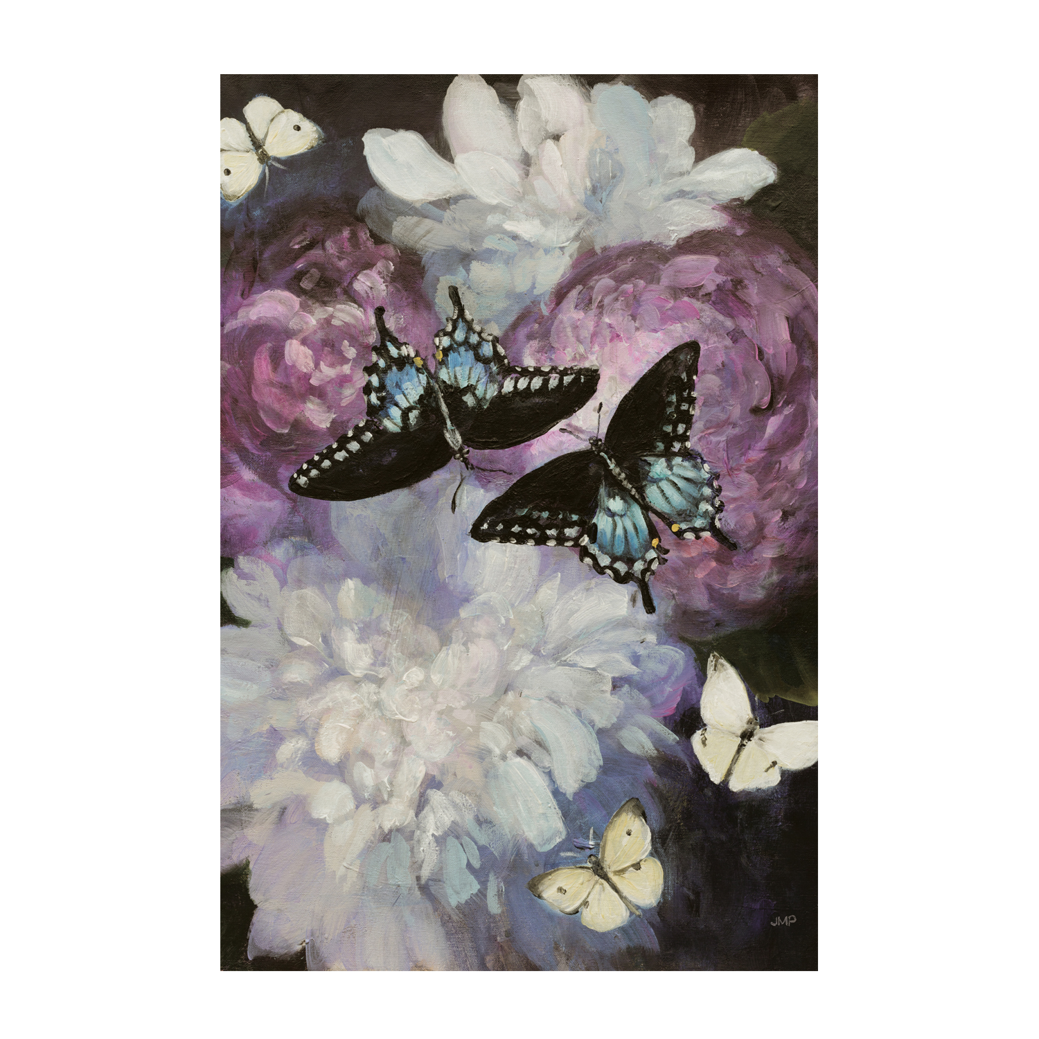 wall-art-print-canvas-poster-framed-Midnight Garden Butterflies , By Julia Purinton-1