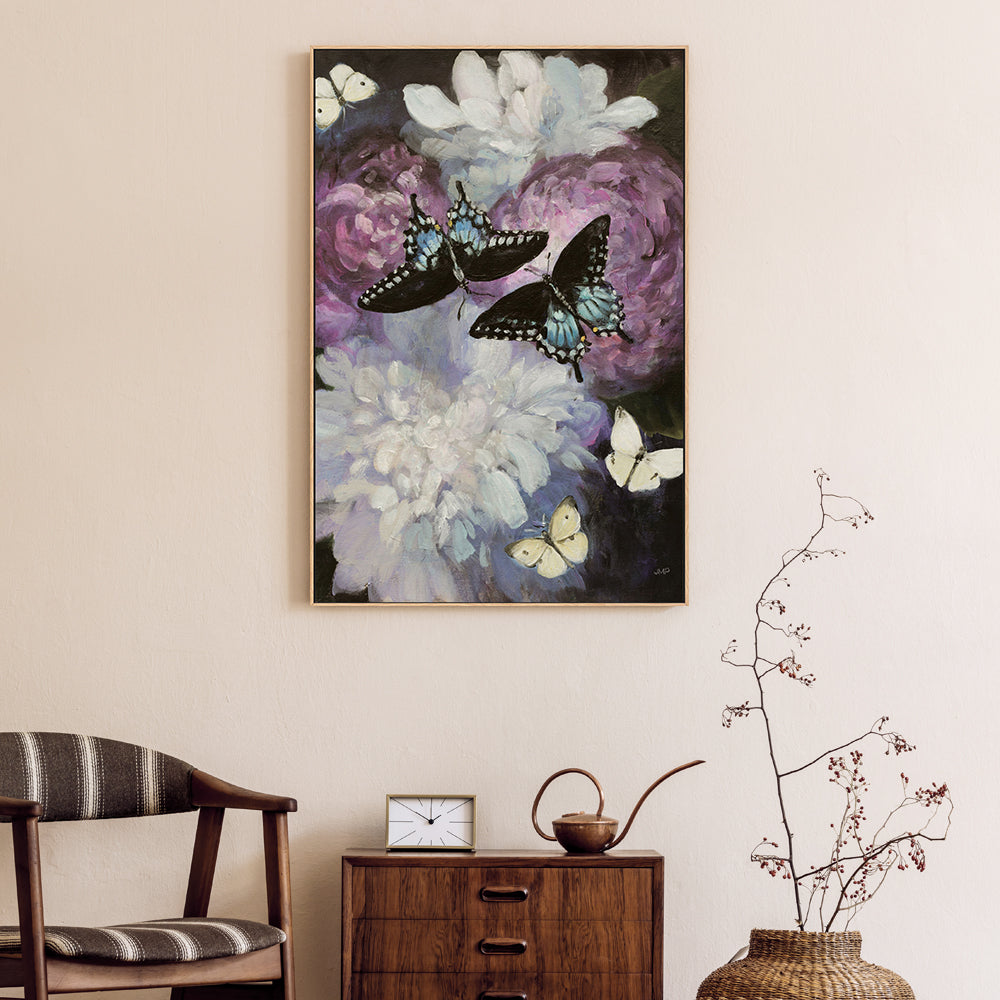 wall-art-print-canvas-poster-framed-Midnight Garden Butterflies , By Julia Purinton-2