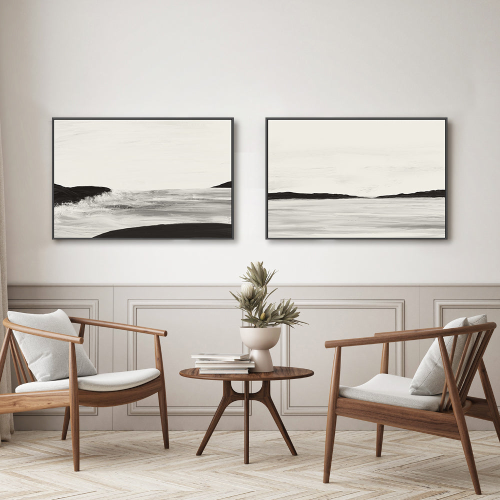 wall-art-print-canvas-poster-framed-Minimal Landscape, Style A & B, Set Of 2 , By Danushka Abeygoda-GIOIA-WALL-ART