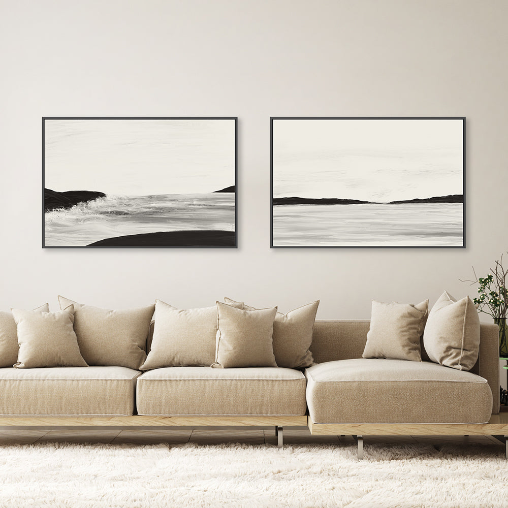 wall-art-print-canvas-poster-framed-Minimal Landscape, Style A & B, Set Of 2 , By Danushka Abeygoda-GIOIA-WALL-ART