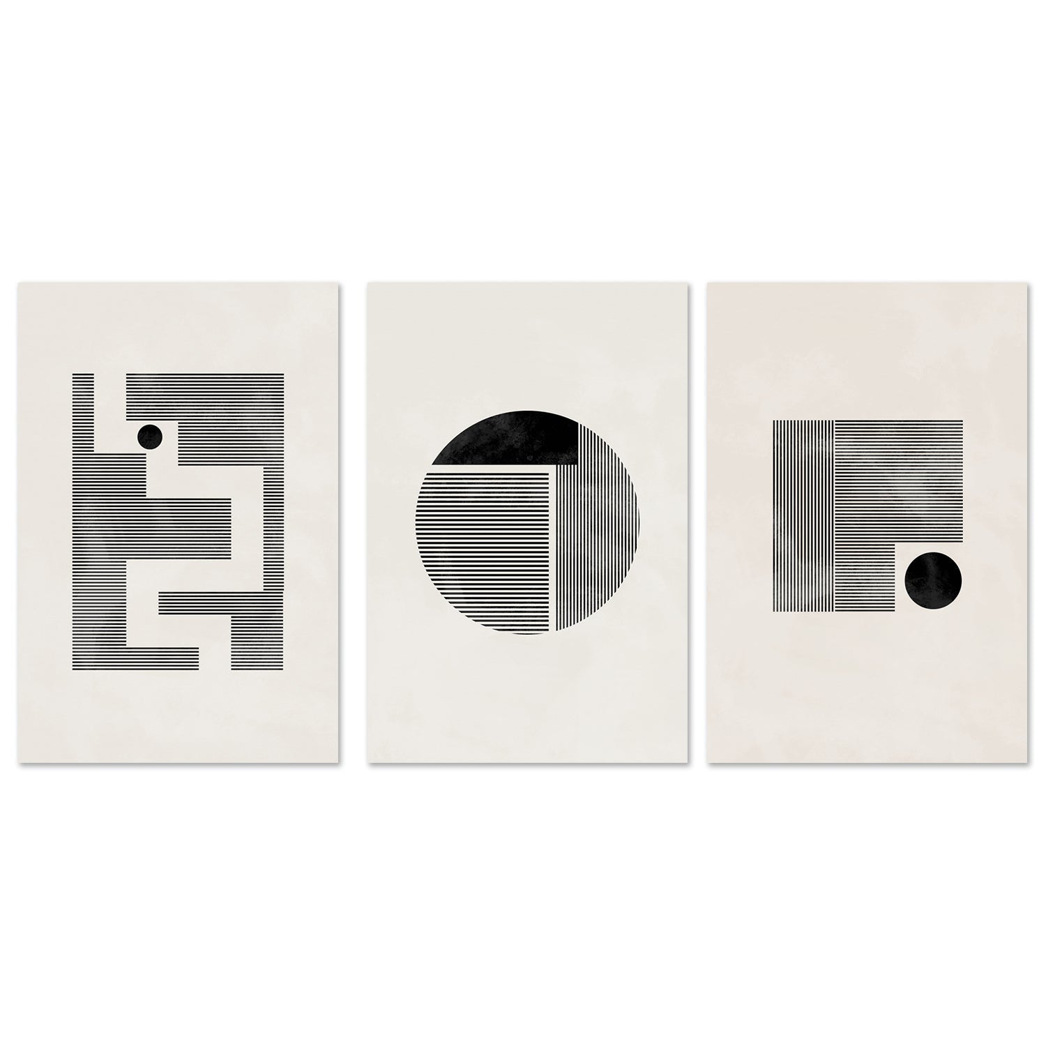 wall-art-print-canvas-poster-framed-Minimalist Geometry, Set Of 3-by-Plus X Studio-Gioia Wall Art