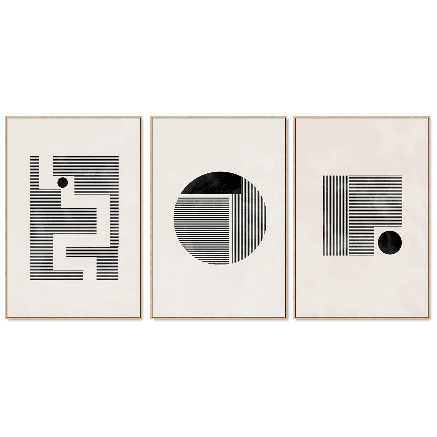 wall-art-print-canvas-poster-framed-Minimalist Geometry, Set Of 3-by-Plus X Studio-Gioia Wall Art