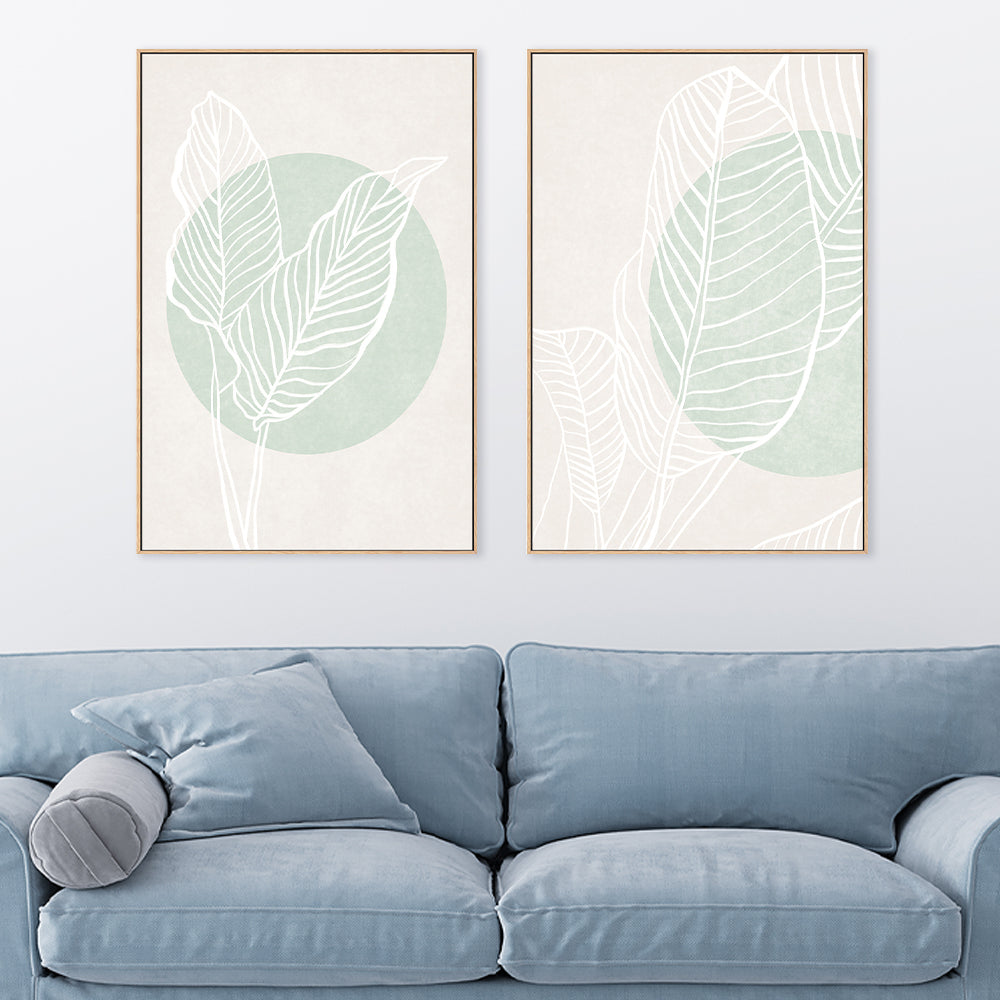 wall-art-print-canvas-poster-framed-Mint Green Harmony, Set Of 2 , By Caroline Cerrato-2