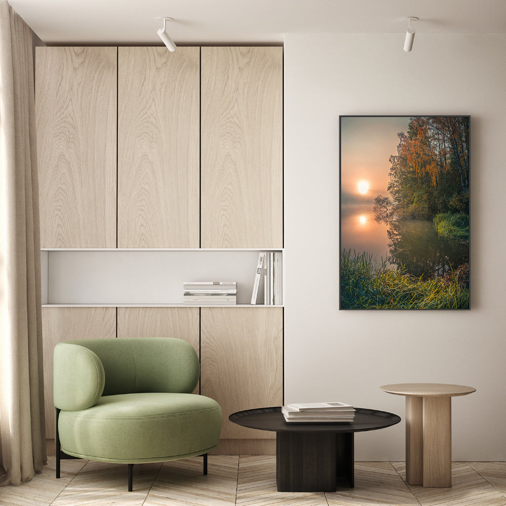 wall-art-print-canvas-poster-framed-Misty Fall Lake , By Christian Lindsten-GIOIA-WALL-ART