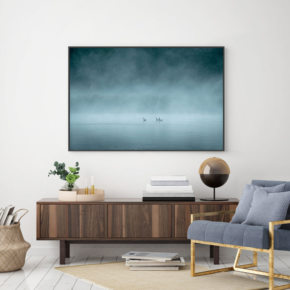 wall-art-print-canvas-poster-framed-Misty Lake , By Christian Lindsten-GIOIA-WALL-ART