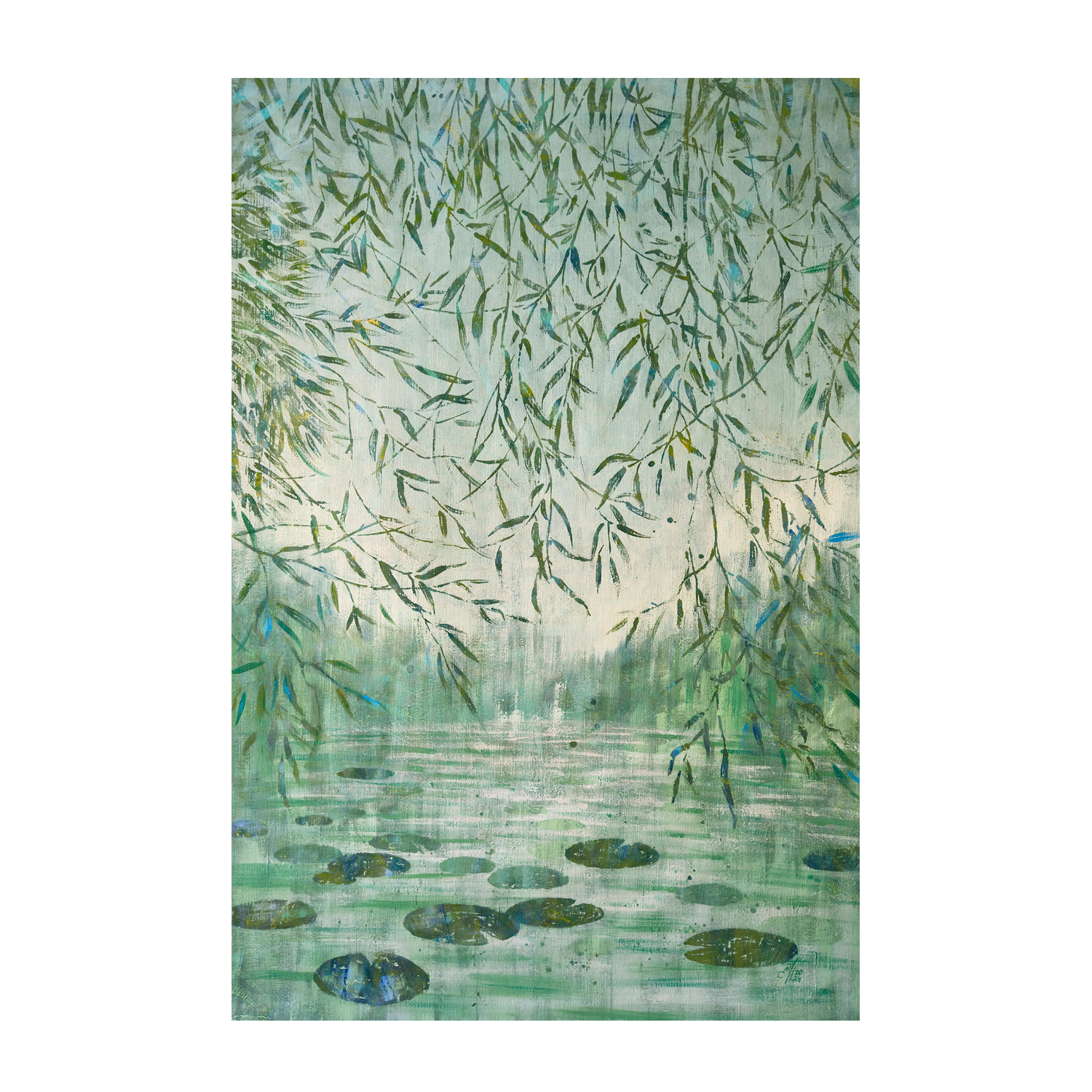 wall-art-print-canvas-poster-framed-Misty Willow Pond , By Ekaterina Prisich-1