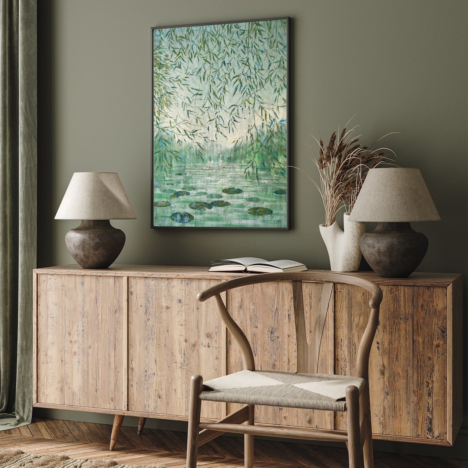 wall-art-print-canvas-poster-framed-Misty Willow Pond , By Ekaterina Prisich-2