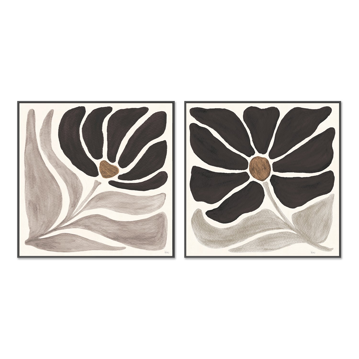 wall-art-print-canvas-poster-framed-Modern Petals, Style C & D, Set Of 2 , By Veronique Charron-3