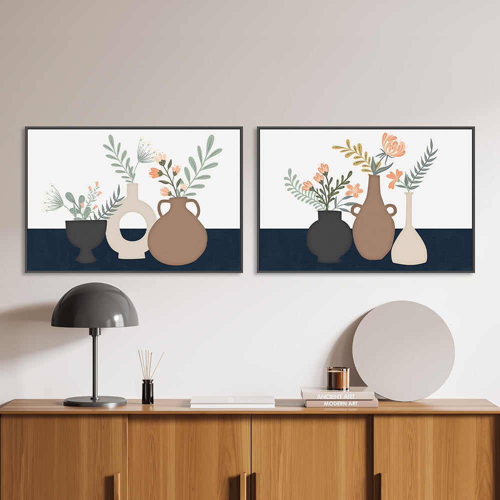 wall-art-print-canvas-poster-framed-Modern Still Life, Style A & B, Set Of 2 , By Nina Blue-2