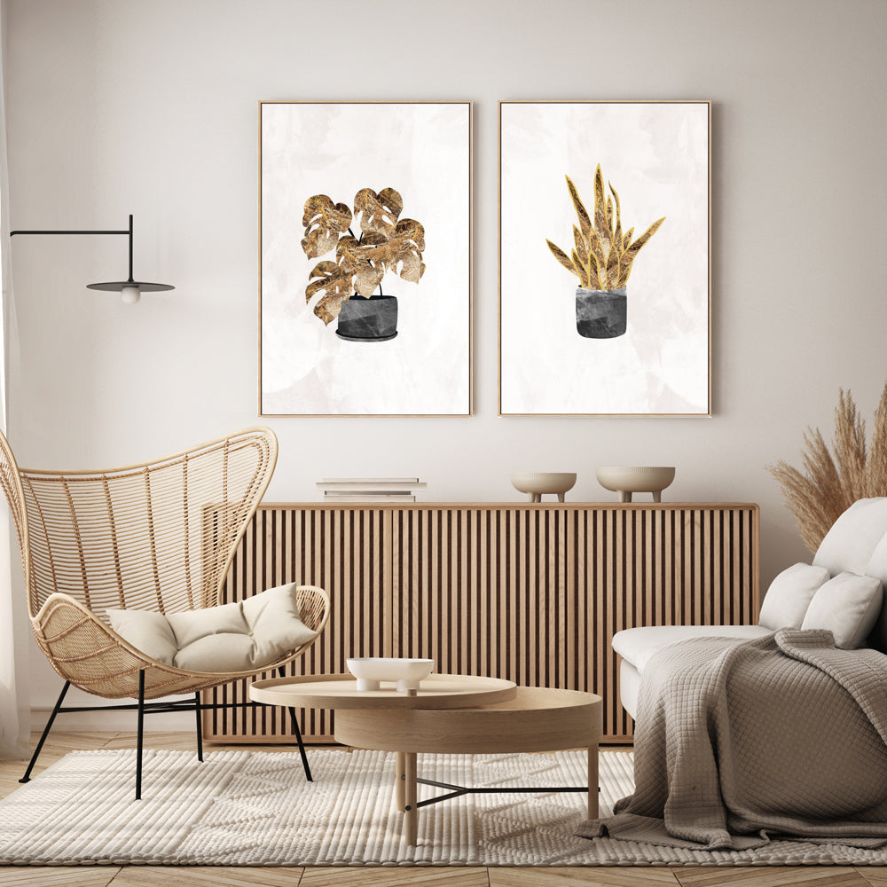 Monstera And Snake Plant, Set Of 2 , By Sarah Manovski