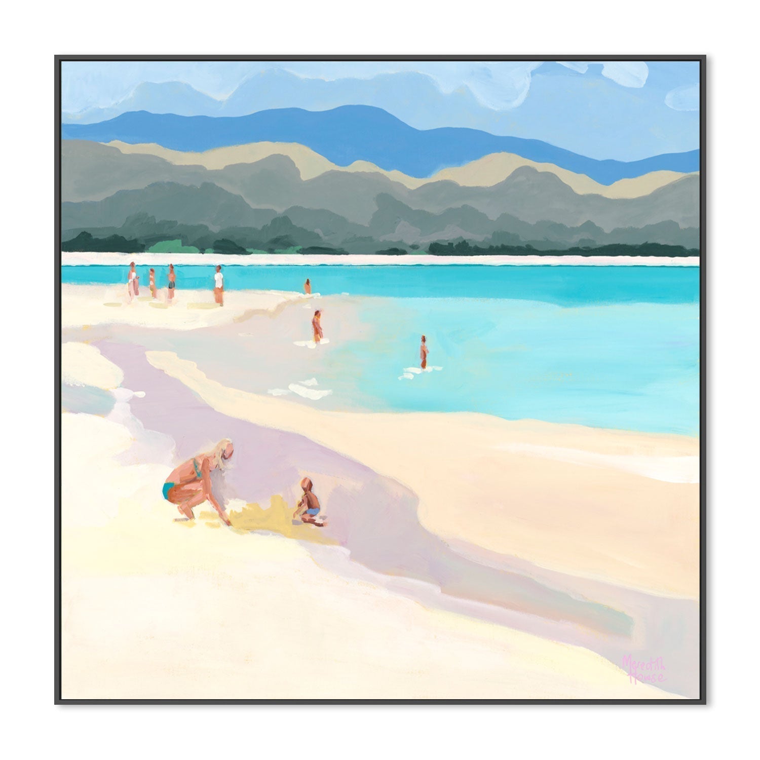 wall-art-print-canvas-poster-framed-Mother And Child At Lanakai Beach , By Meredith Howse-GIOIA-WALL-ART