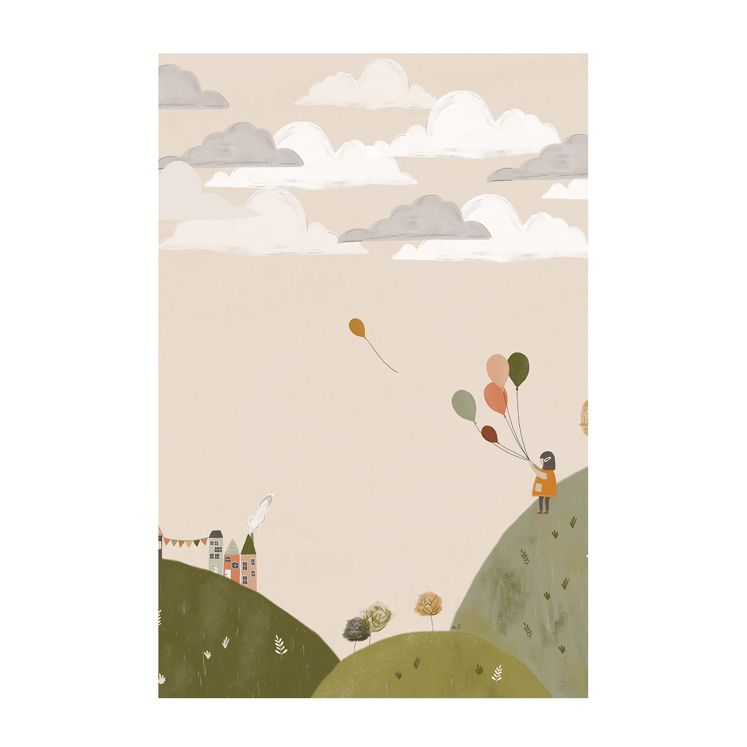 wall-art-print-canvas-poster-framed-Mountains Walk and Pink Hot Air Balloon, Set Of 2 , By Menina Lisboa-7