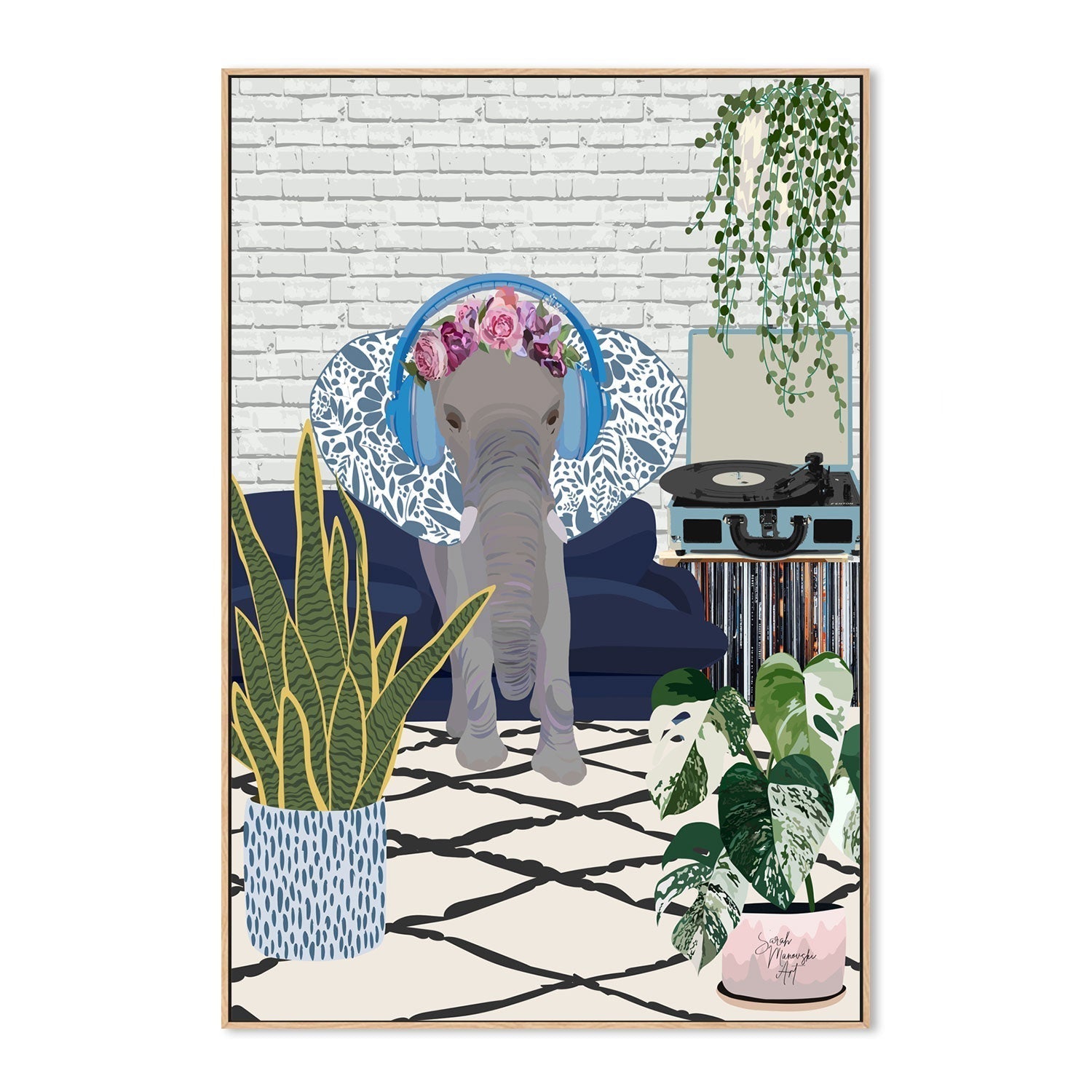 wall-art-print-canvas-poster-framed-Musical Elephant , By Sarah Manovski-GIOIA-WALL-ART