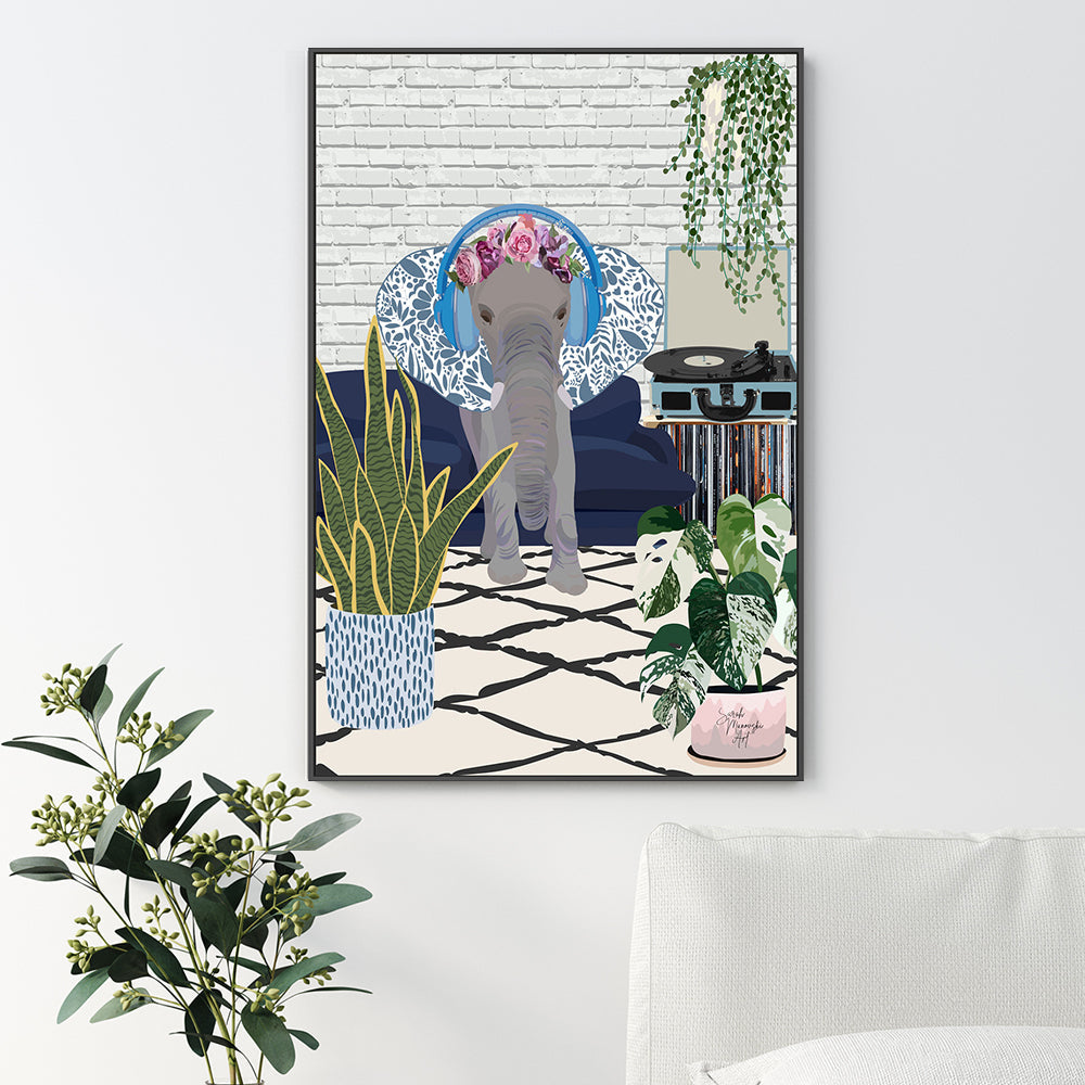 wall-art-print-canvas-poster-framed-Musical Elephant , By Sarah Manovski-GIOIA-WALL-ART