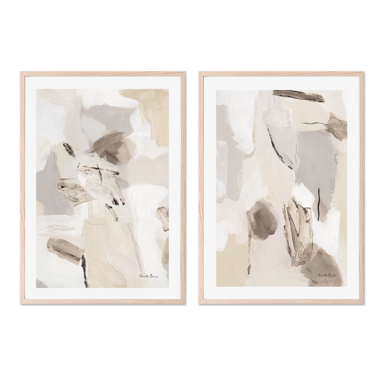 wall-art-print-canvas-poster-framed-Muted, Style A & B, Set Of 2 , By Farida Zaman-GIOIA-WALL-ART