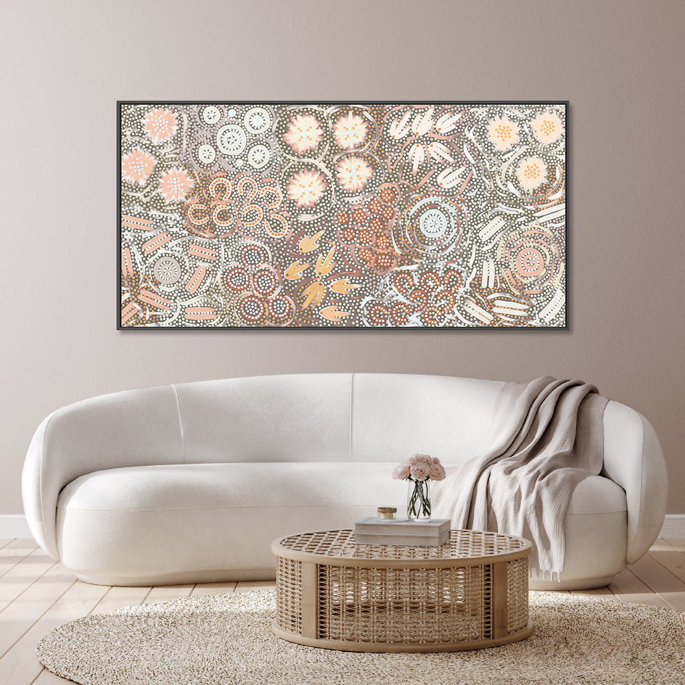 wall-art-print-canvas-poster-framed-My Great Great Grandmothers Land, Peach Tone , By Azeza Possum-2