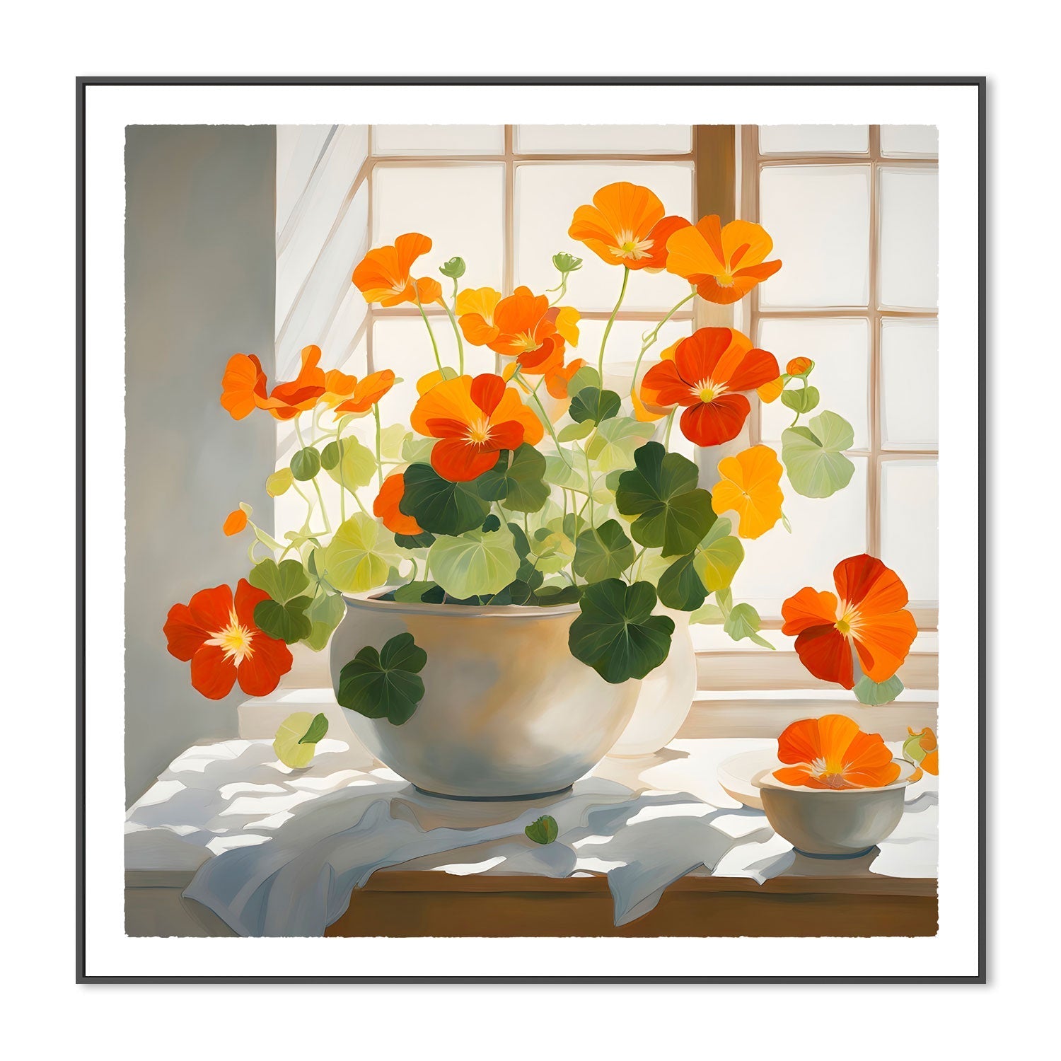 wall-art-print-canvas-poster-framed-Nasturtiums in a white bowl , By Julie Lynch-3