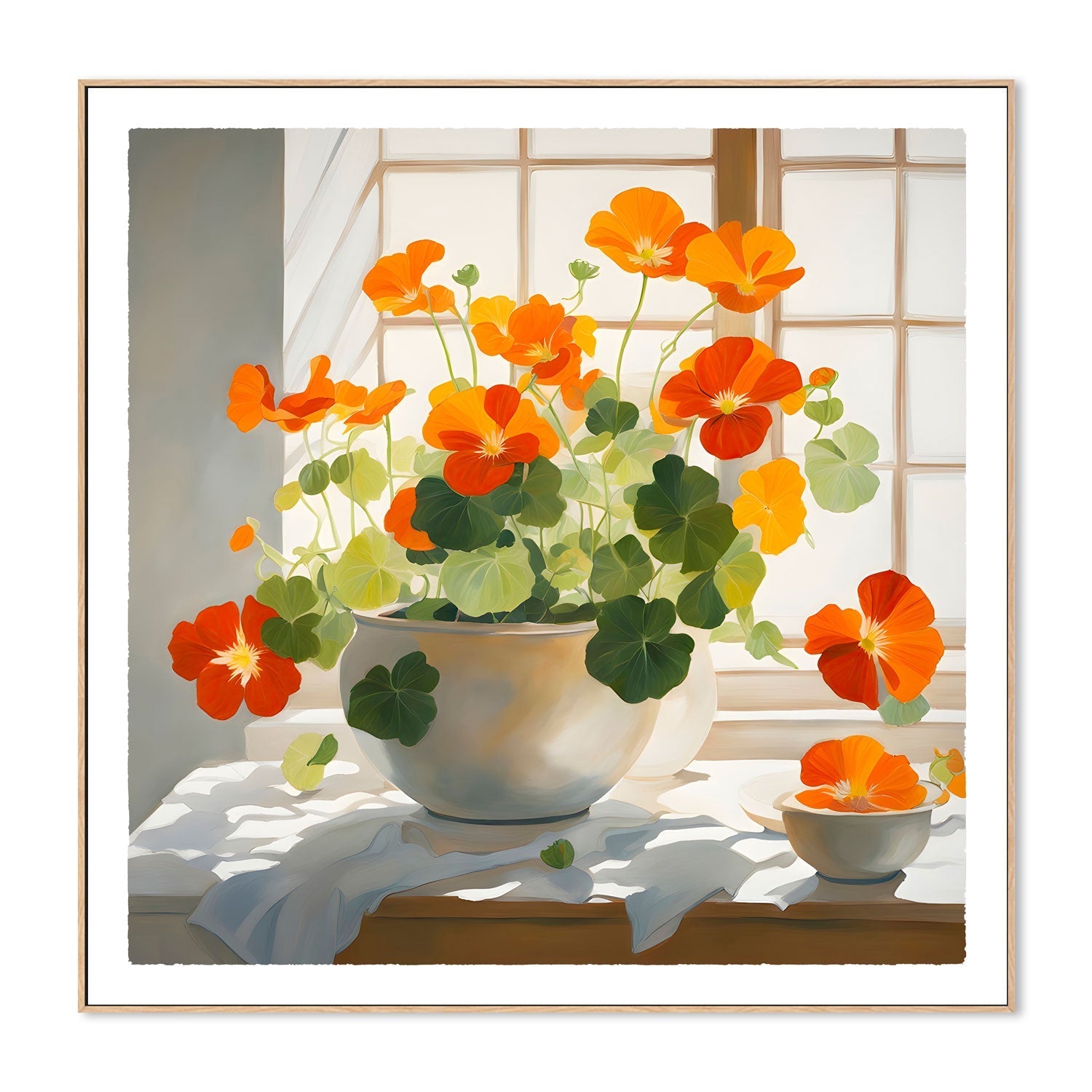 wall-art-print-canvas-poster-framed-Nasturtiums in a white bowl , By Julie Lynch-4