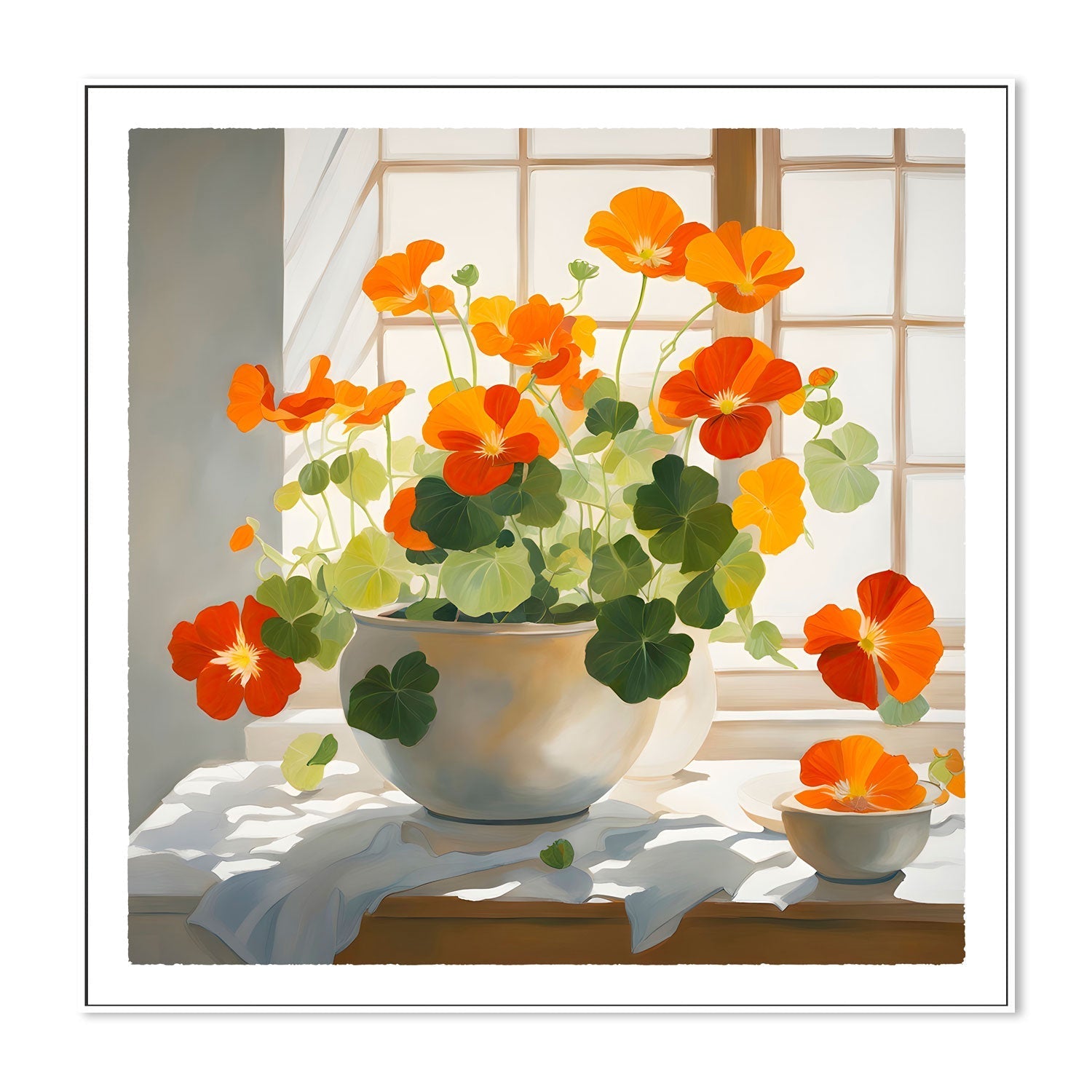 wall-art-print-canvas-poster-framed-Nasturtiums in a white bowl , By Julie Lynch-5