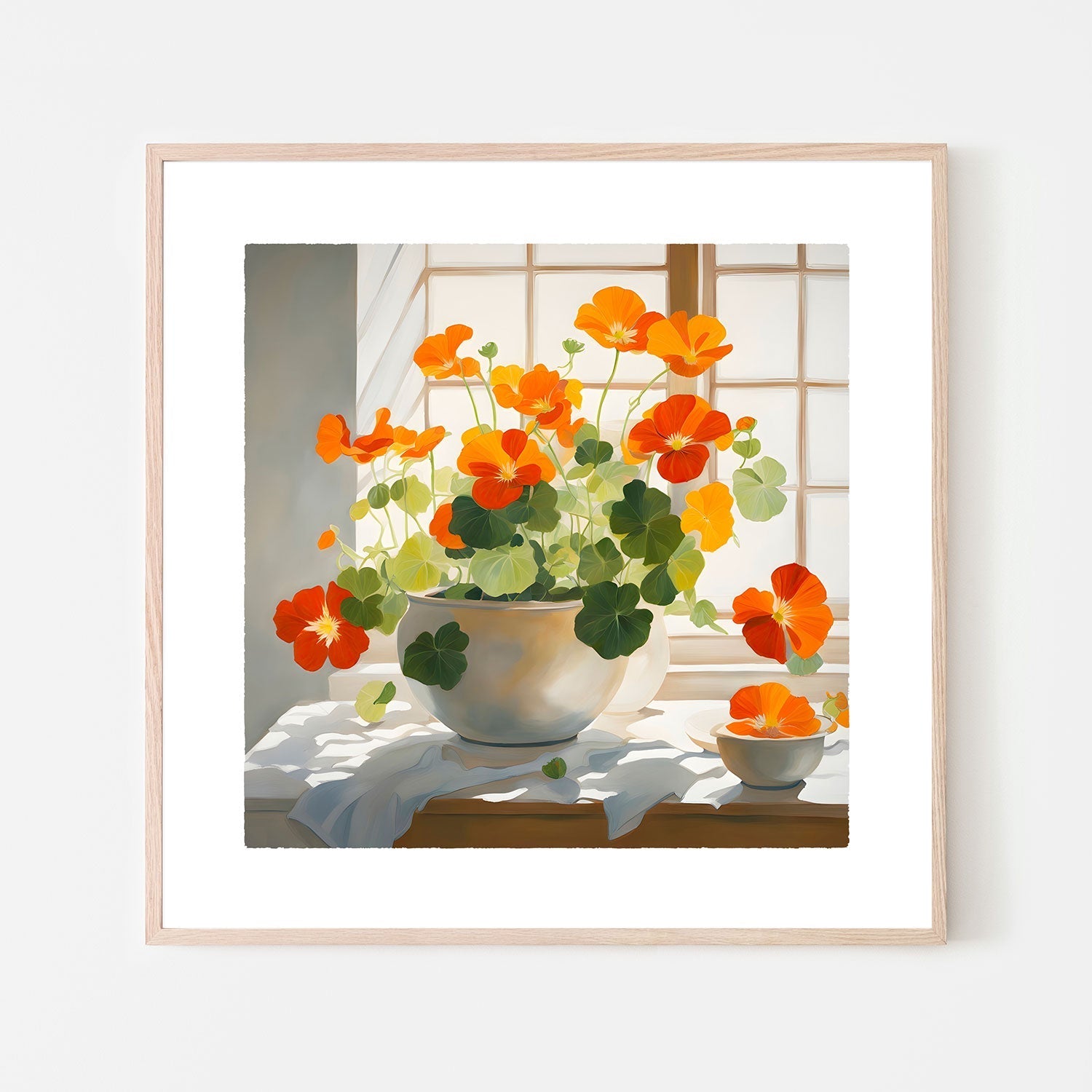 wall-art-print-canvas-poster-framed-Nasturtiums in a white bowl , By Julie Lynch-6