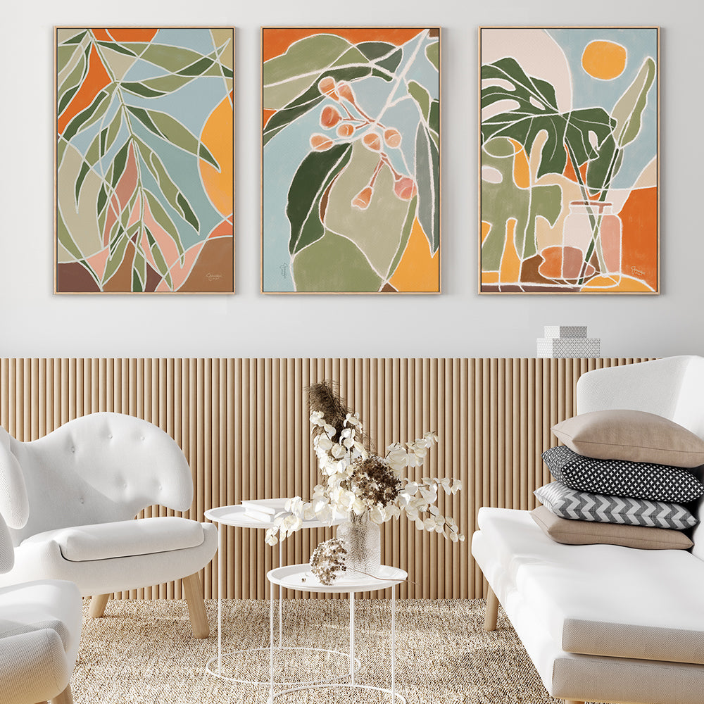 wall-art-print-canvas-poster-framed-Native Botanics, Style A, Set Of 3-by-Junia Kall-Gioia Wall Art