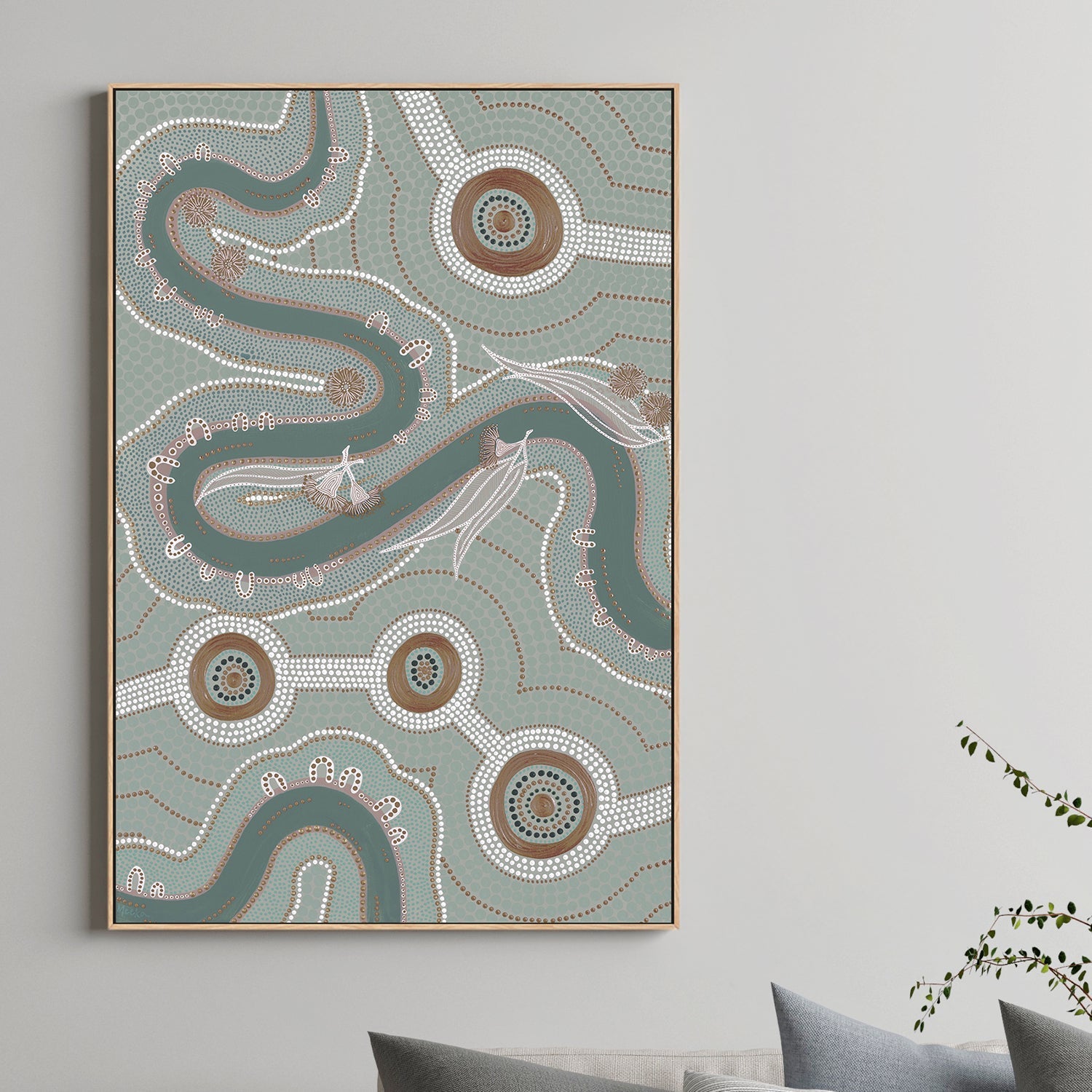 wall-art-print-canvas-poster-framed-Native Journey, Dusty Green Tone , By Domica Hill-2