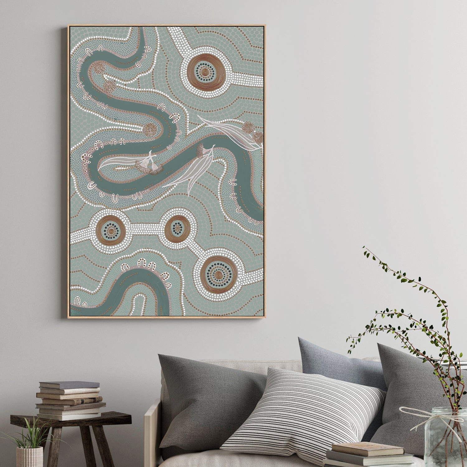 wall-art-print-canvas-poster-framed-Native Journey, Dusty Green Tone , By Domica Hill-7