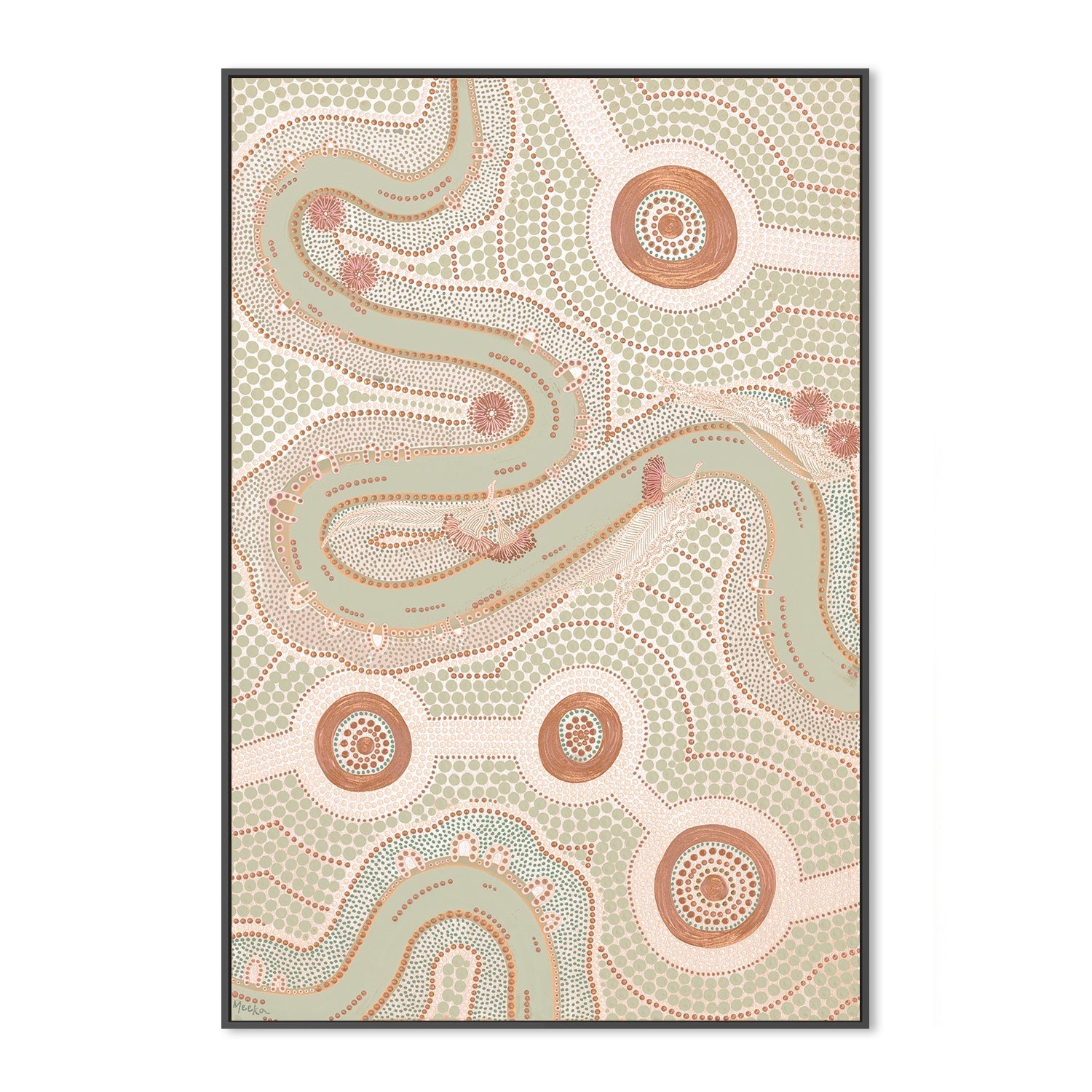 wall-art-print-canvas-poster-framed-Native Journey, Pastel Green And Pink , By Domica Hill-3