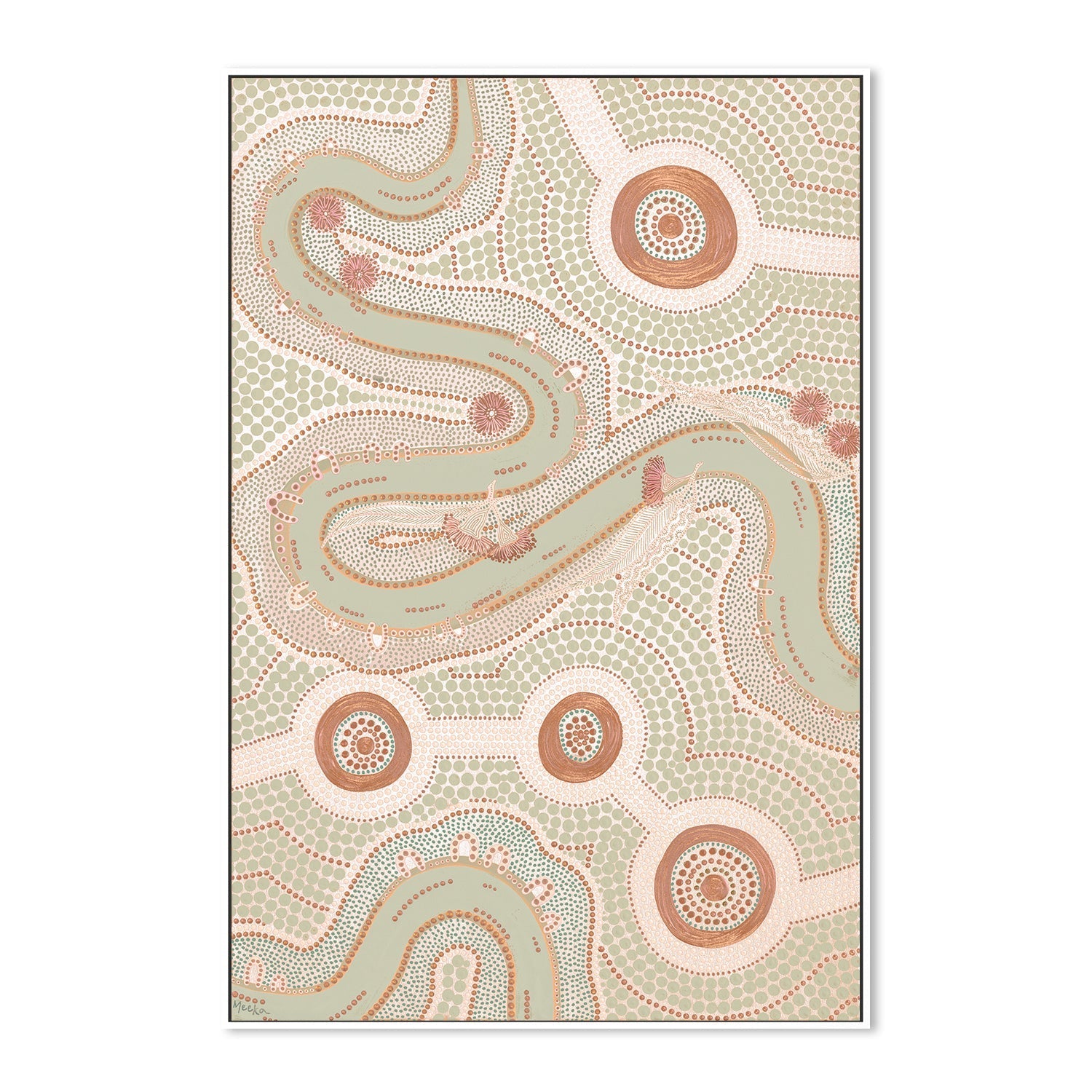 wall-art-print-canvas-poster-framed-Native Journey, Pastel Green And Pink , By Domica Hill-5