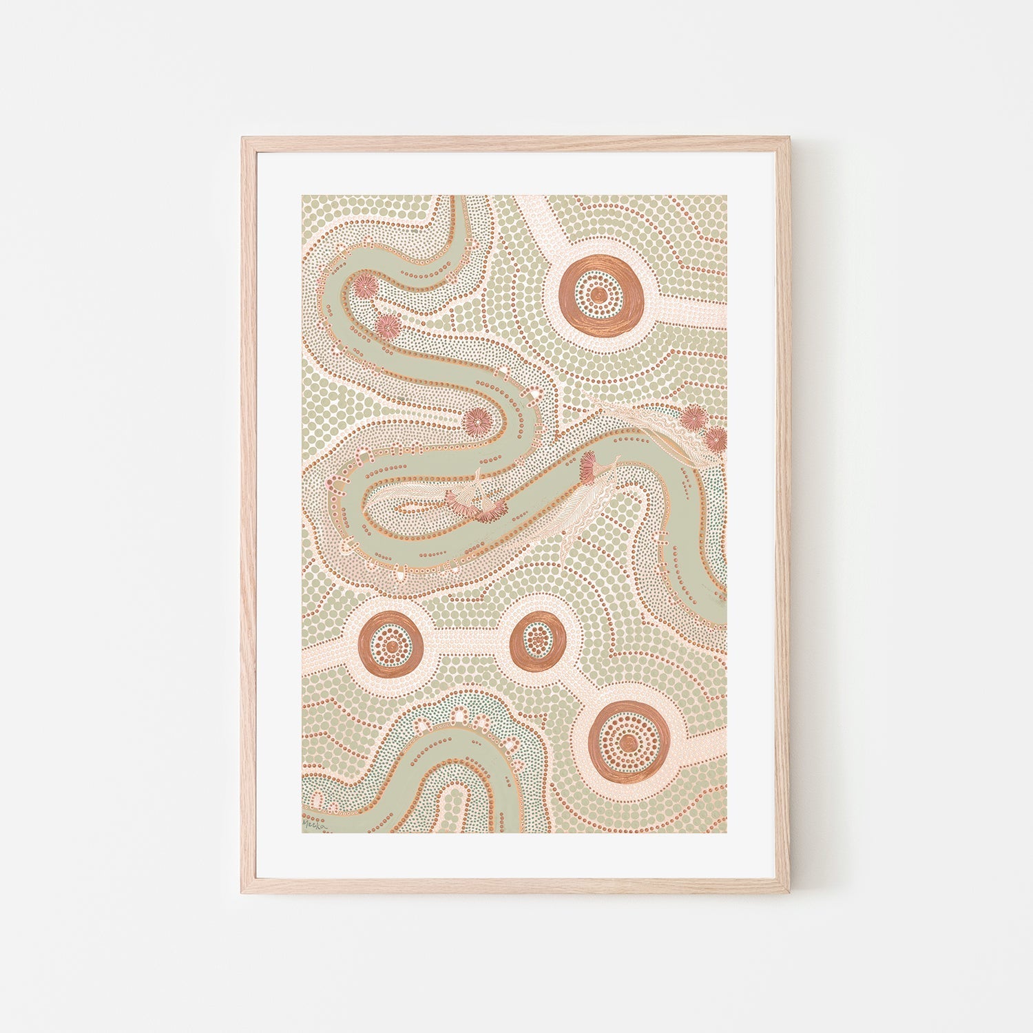 wall-art-print-canvas-poster-framed-Native Journey, Pastel Green And Pink , By Domica Hill-6