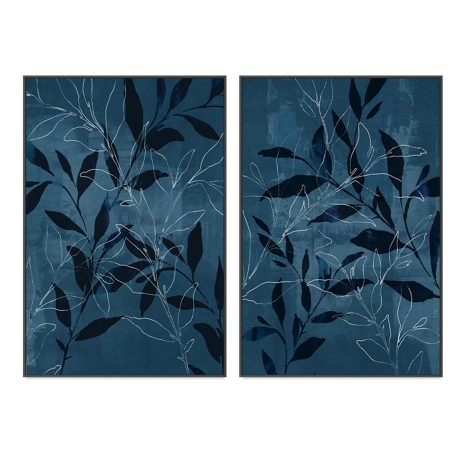 wall-art-print-canvas-poster-framed-Navy Botanical, Style A & B, Set of 2 , By Nina Blue-3