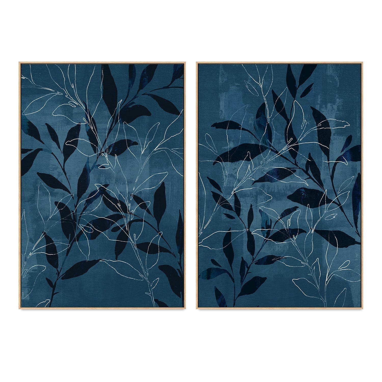 wall-art-print-canvas-poster-framed-Navy Botanical, Style A & B, Set of 2 , By Nina Blue-4