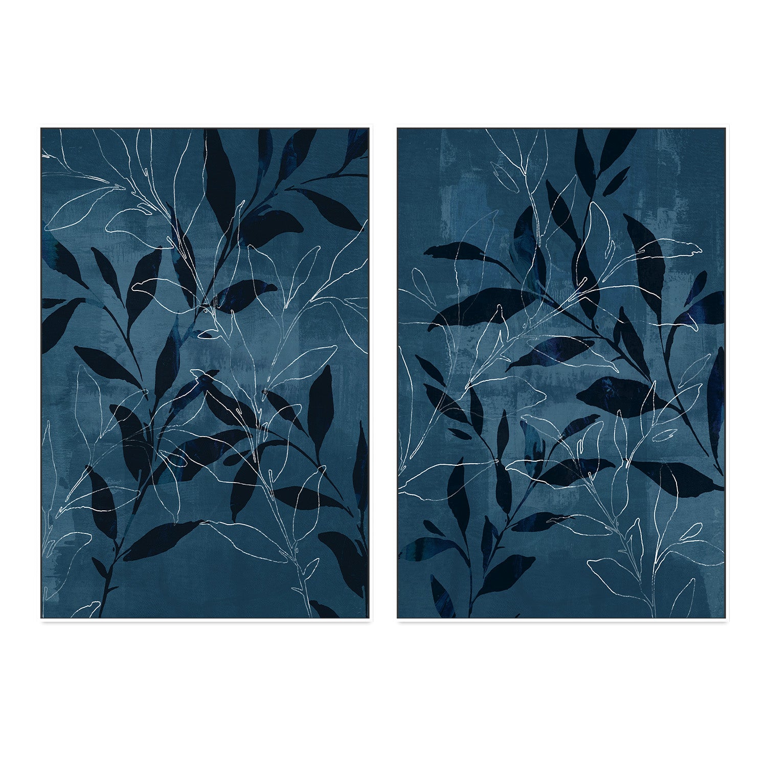 wall-art-print-canvas-poster-framed-Navy Botanical, Style A & B, Set of 2 , By Nina Blue-5